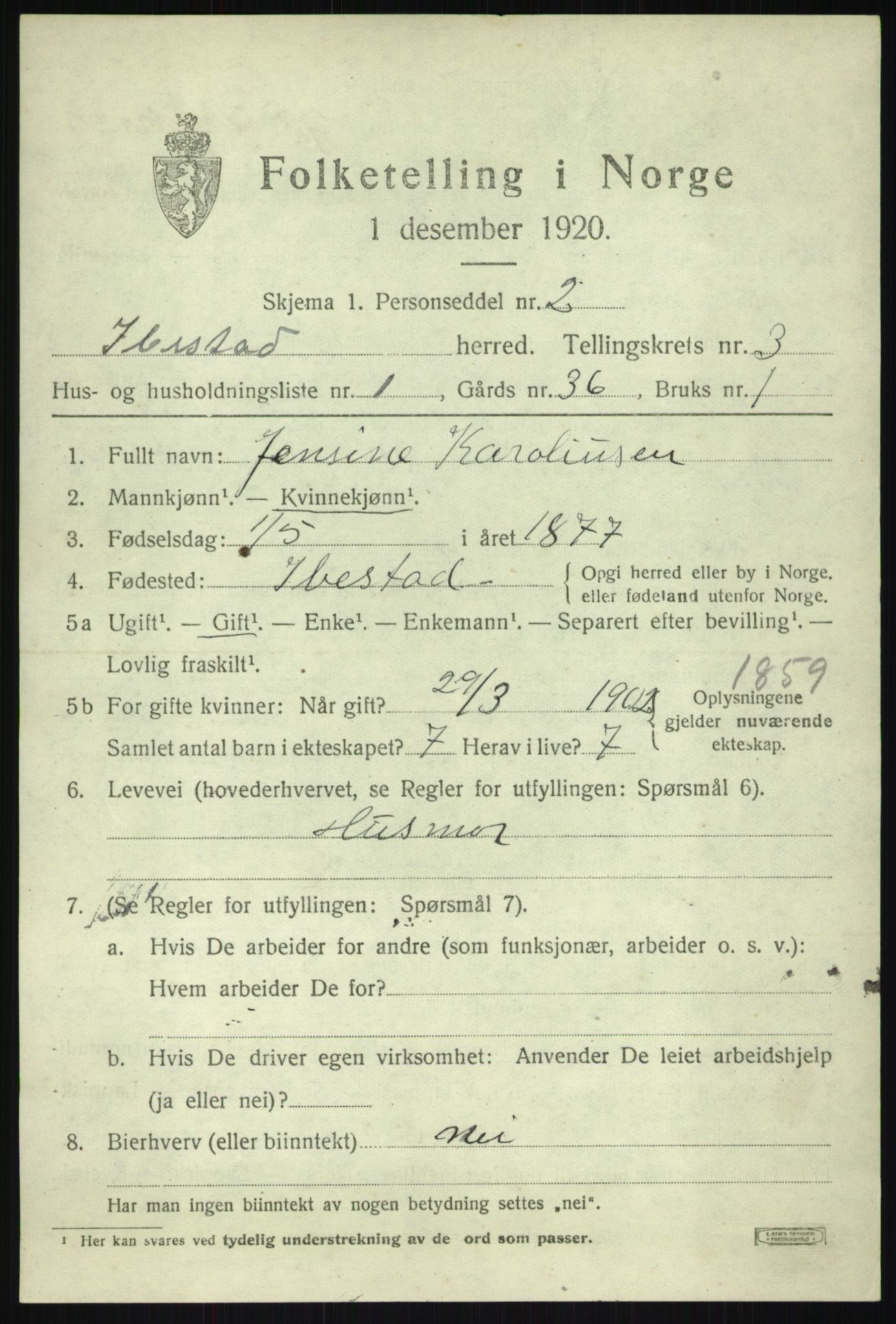 SATØ, 1920 census for Ibestad, 1920, p. 2756