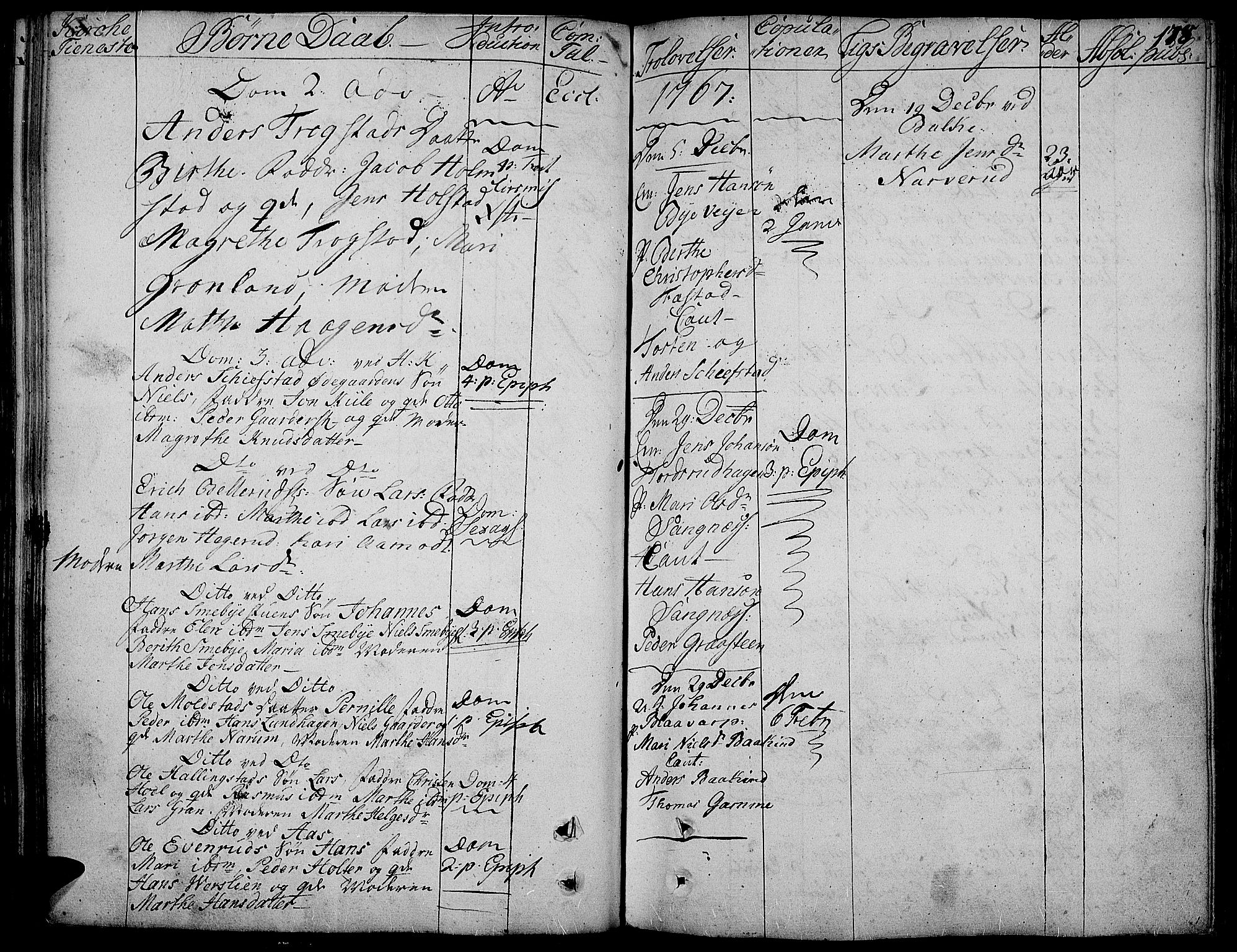Toten prestekontor, SAH/PREST-102/H/Ha/Haa/L0005: Parish register (official) no. 5, 1761-1772, p. 178