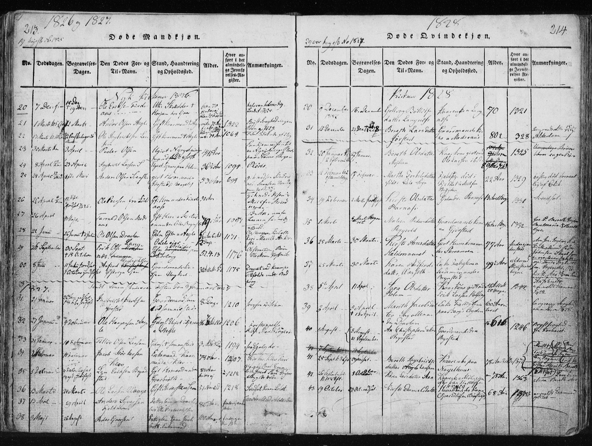 Ministerialprotokoller, klokkerbøker og fødselsregistre - Nord-Trøndelag, SAT/A-1458/749/L0469: Parish register (official) no. 749A03, 1817-1857, p. 213-214
