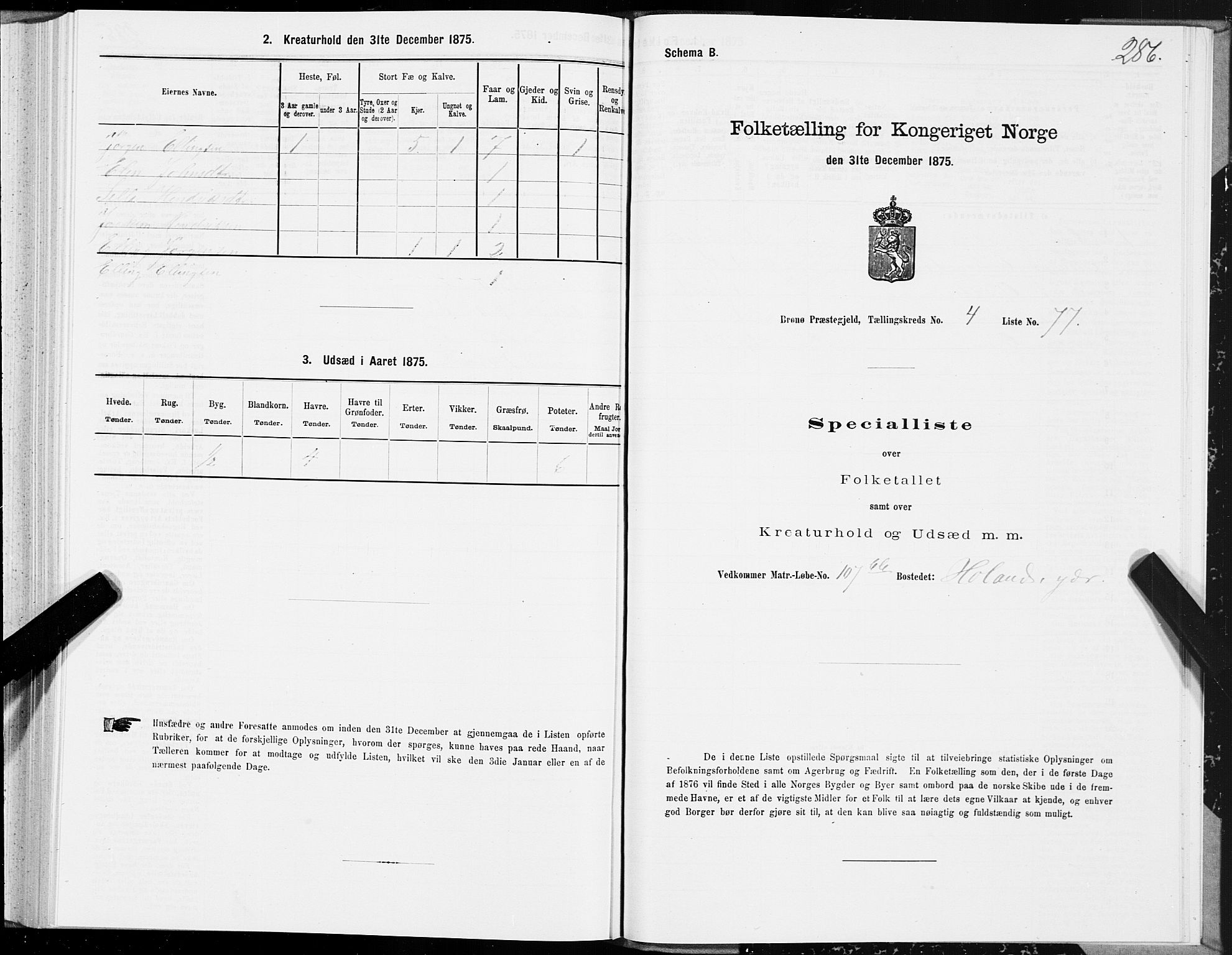 SAT, 1875 census for 1814P Brønnøy, 1875, p. 2286