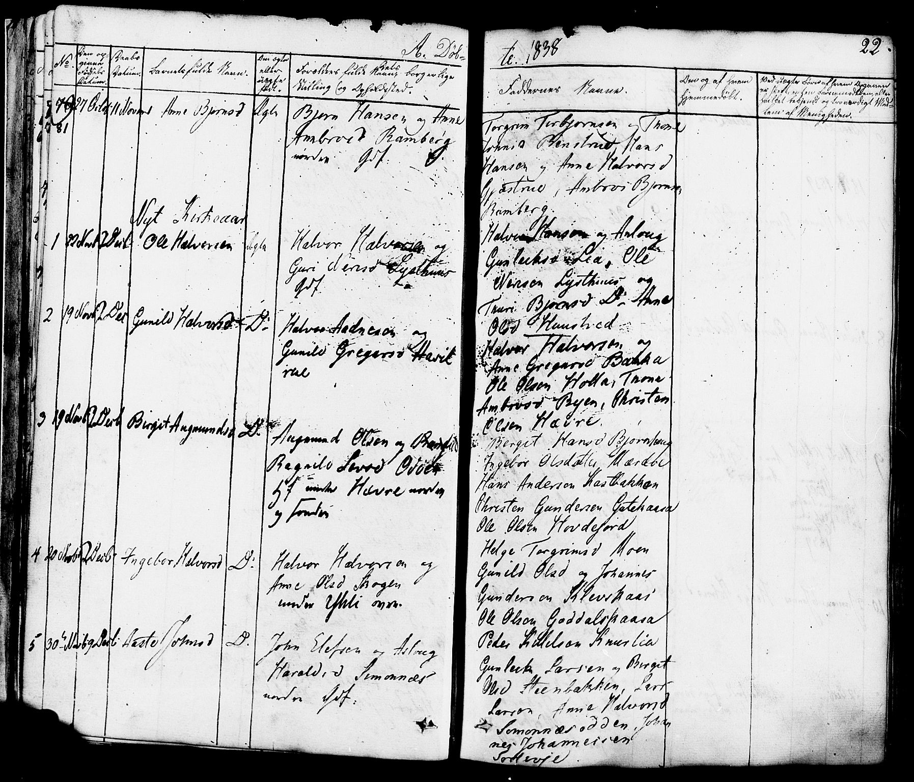 Heddal kirkebøker, SAKO/A-268/F/Fa/L0006: Parish register (official) no. I 6, 1837-1854, p. 22