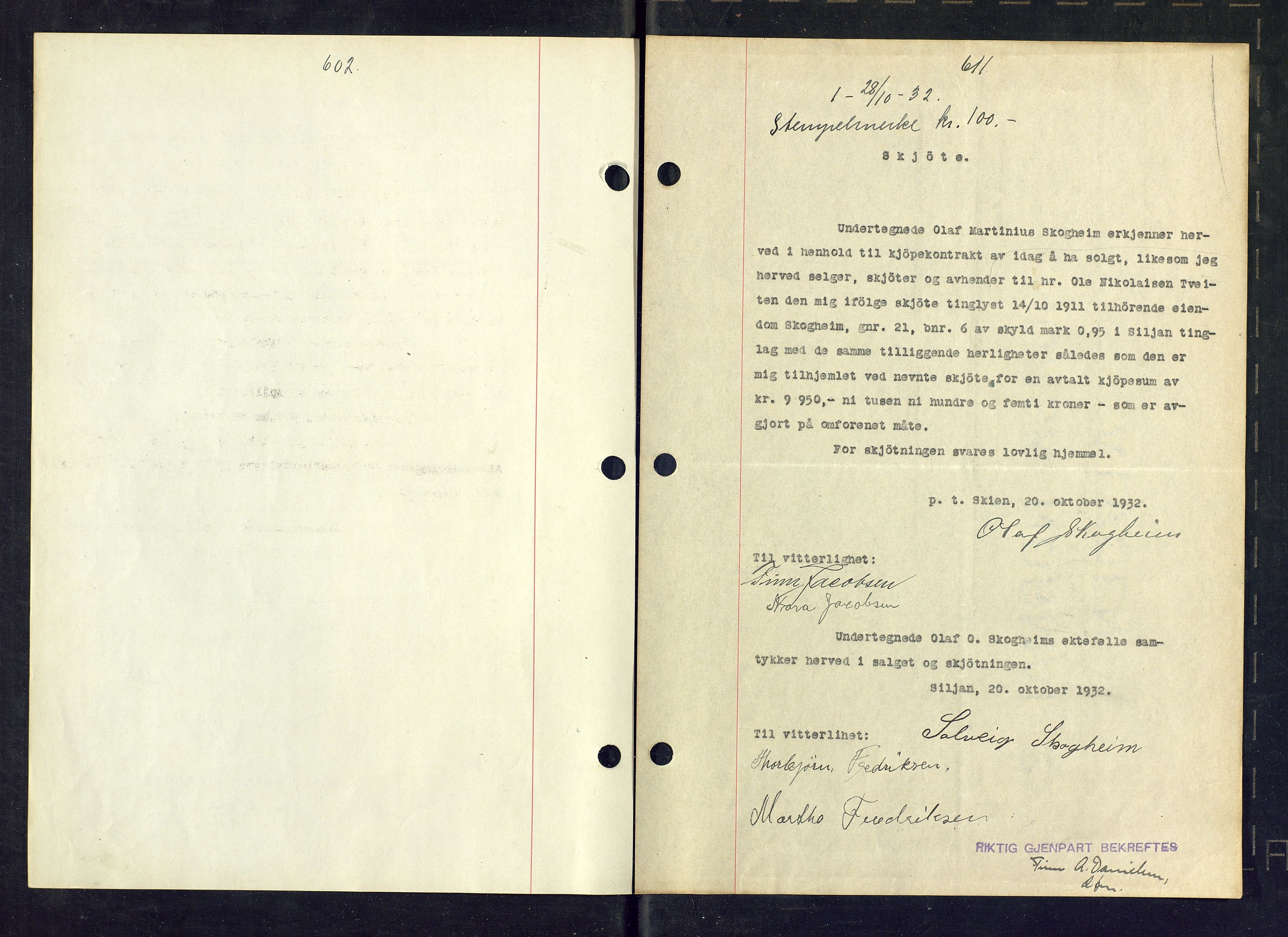 Gjerpen sorenskriveri, SAKO/A-216/G/Ga/Gaa/L0059: Mortgage book no. I 59-60 og 62, 1932-1934, Deed date: 28.10.1932