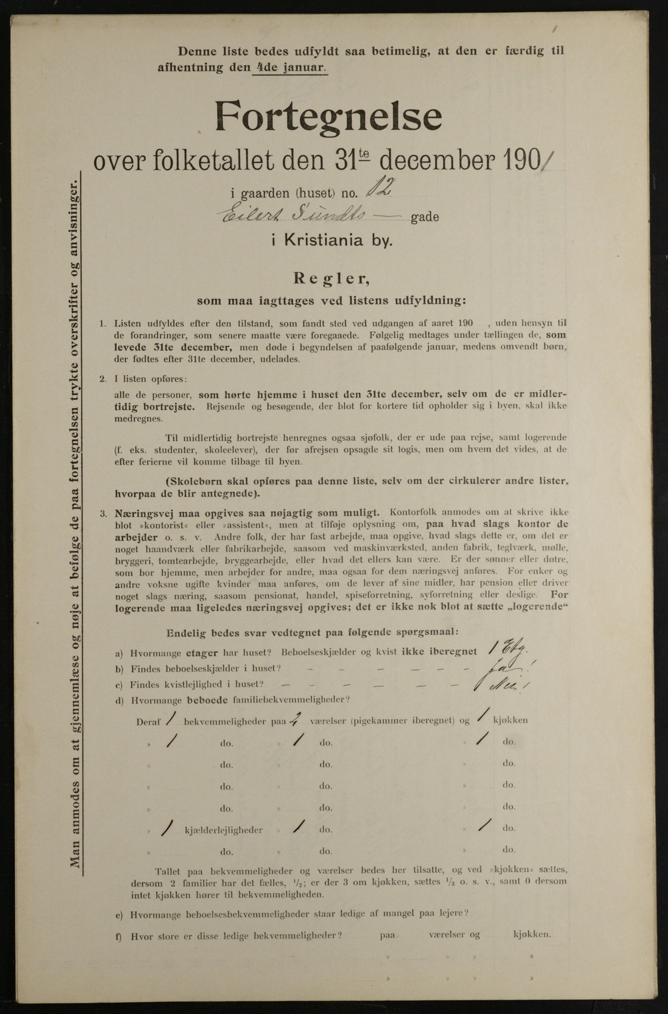 OBA, Municipal Census 1901 for Kristiania, 1901, p. 3040