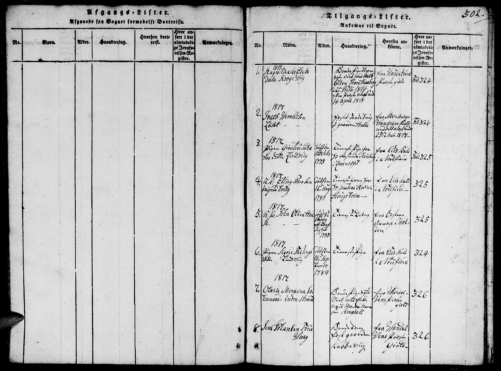 Ministerialprotokoller, klokkerbøker og fødselsregistre - Møre og Romsdal, SAT/A-1454/503/L0046: Parish register (copy) no. 503C01, 1816-1842, p. 302