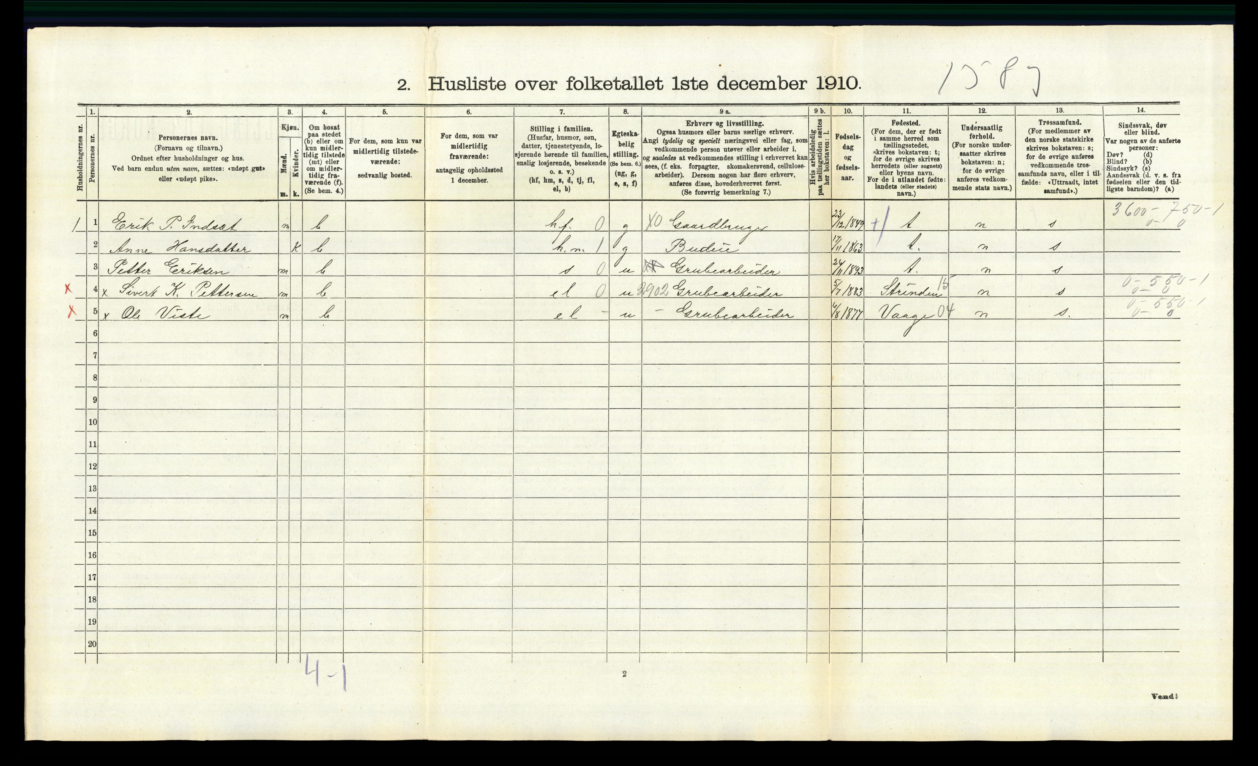 RA, 1910 census for Lille Elvedalen, 1910, p. 1014