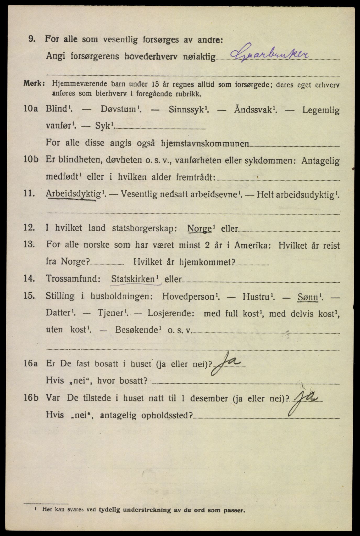 SAK, 1920 census for Hægebostad, 1920, p. 2026