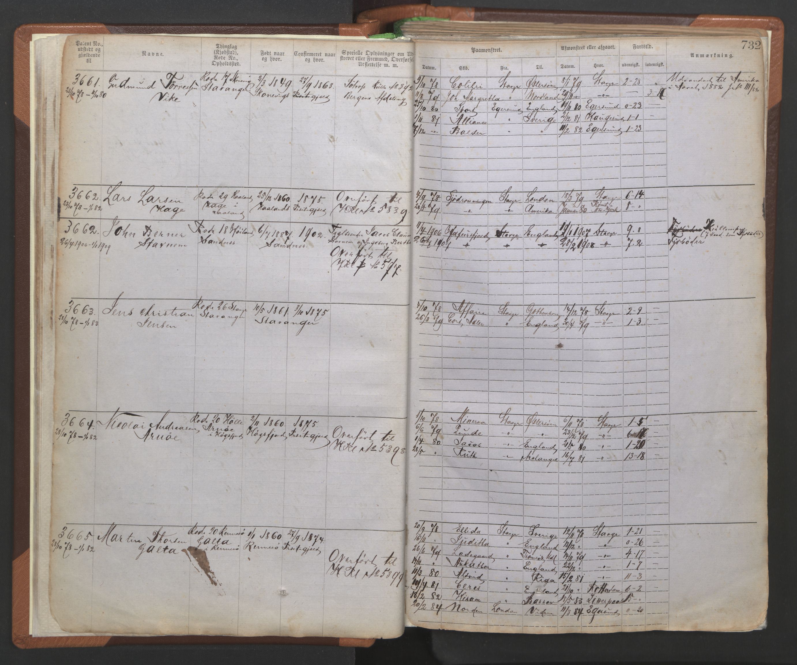 Stavanger sjømannskontor, AV/SAST-A-102006/F/Ff/L0006: Annotasjonsrulle No 2, patentnr. 3586-5505, 1878-1900, p. 19