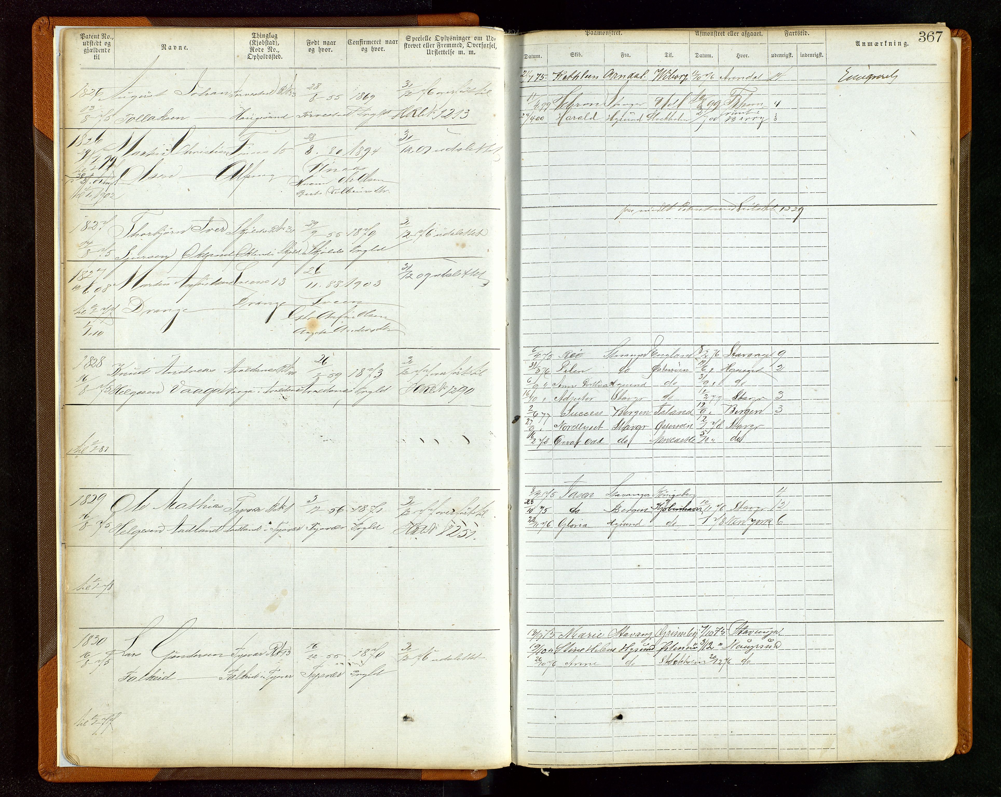 Haugesund sjømannskontor, AV/SAST-A-102007/F/Ff/L0003: Sjøfartsrulle Haugesund krets nr. 1 - 3590, 1868-1948, p. 367
