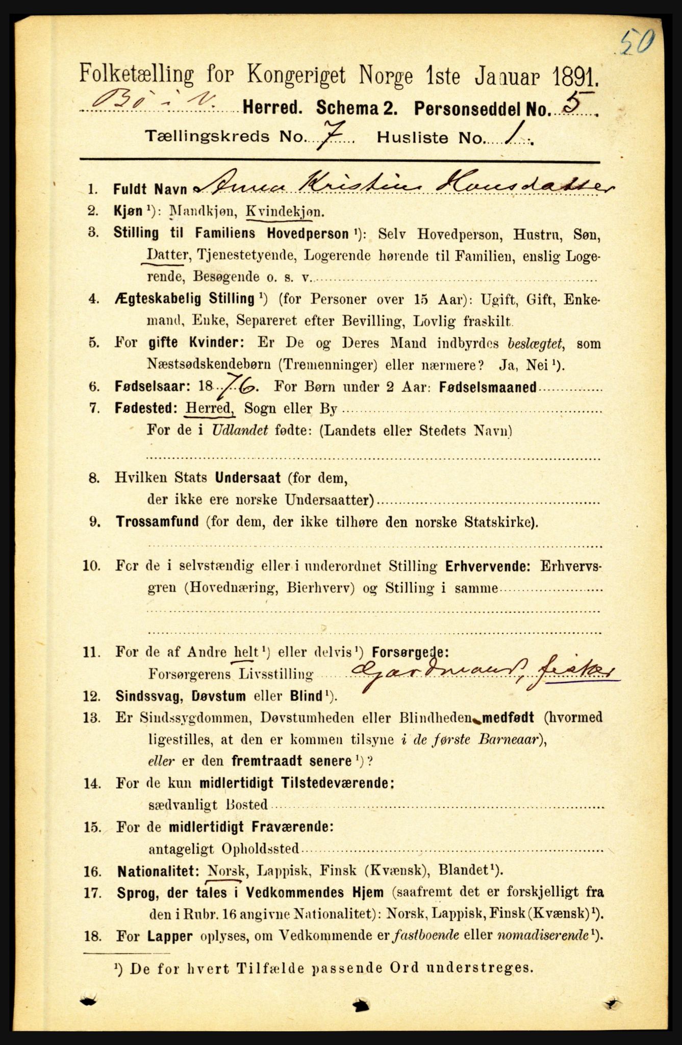 RA, 1891 census for 1867 Bø, 1891, p. 2491