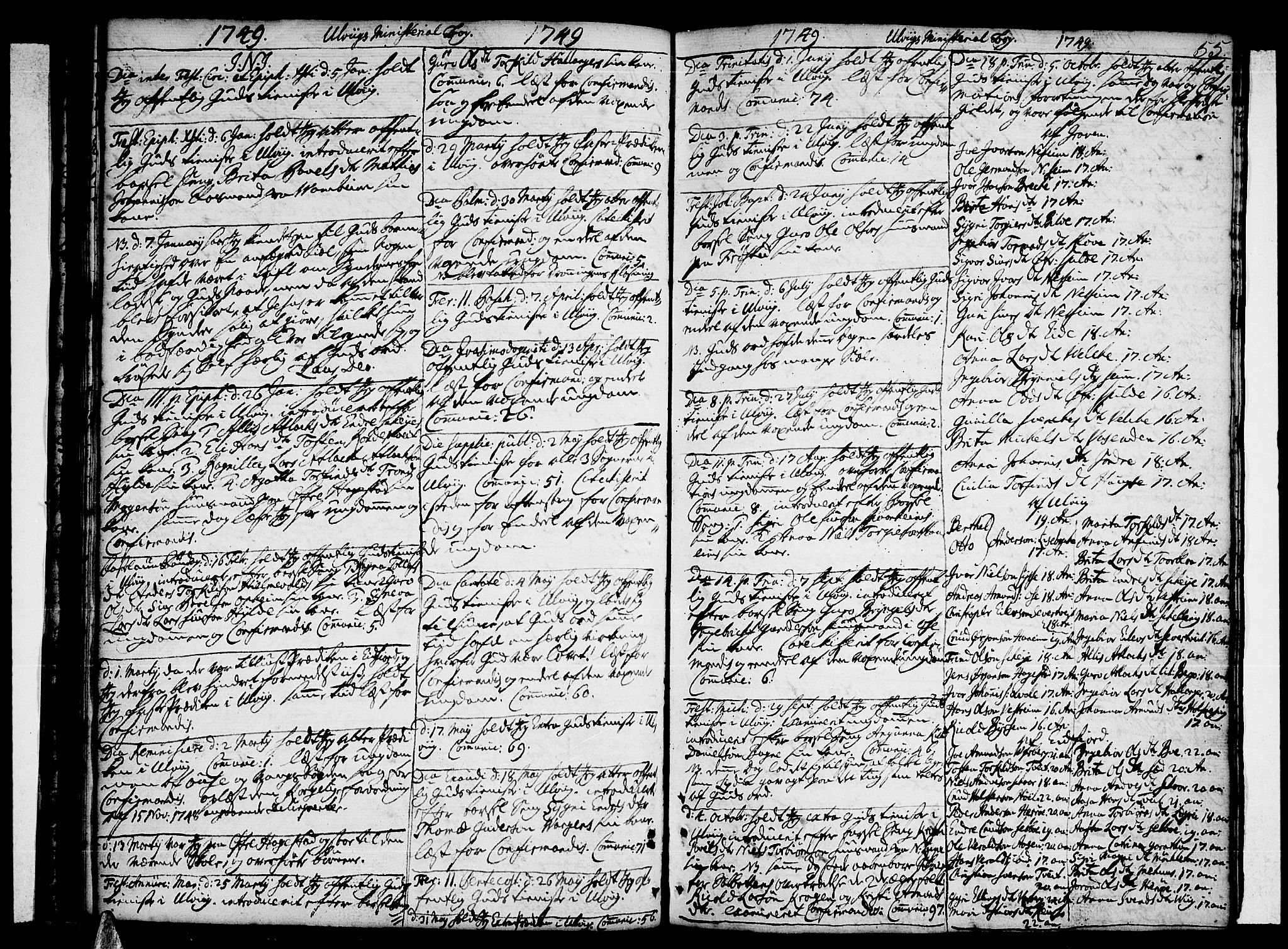 Ulvik sokneprestembete, SAB/A-78801/H/Haa: Parish register (official) no. A 10, 1745-1792, p. 55