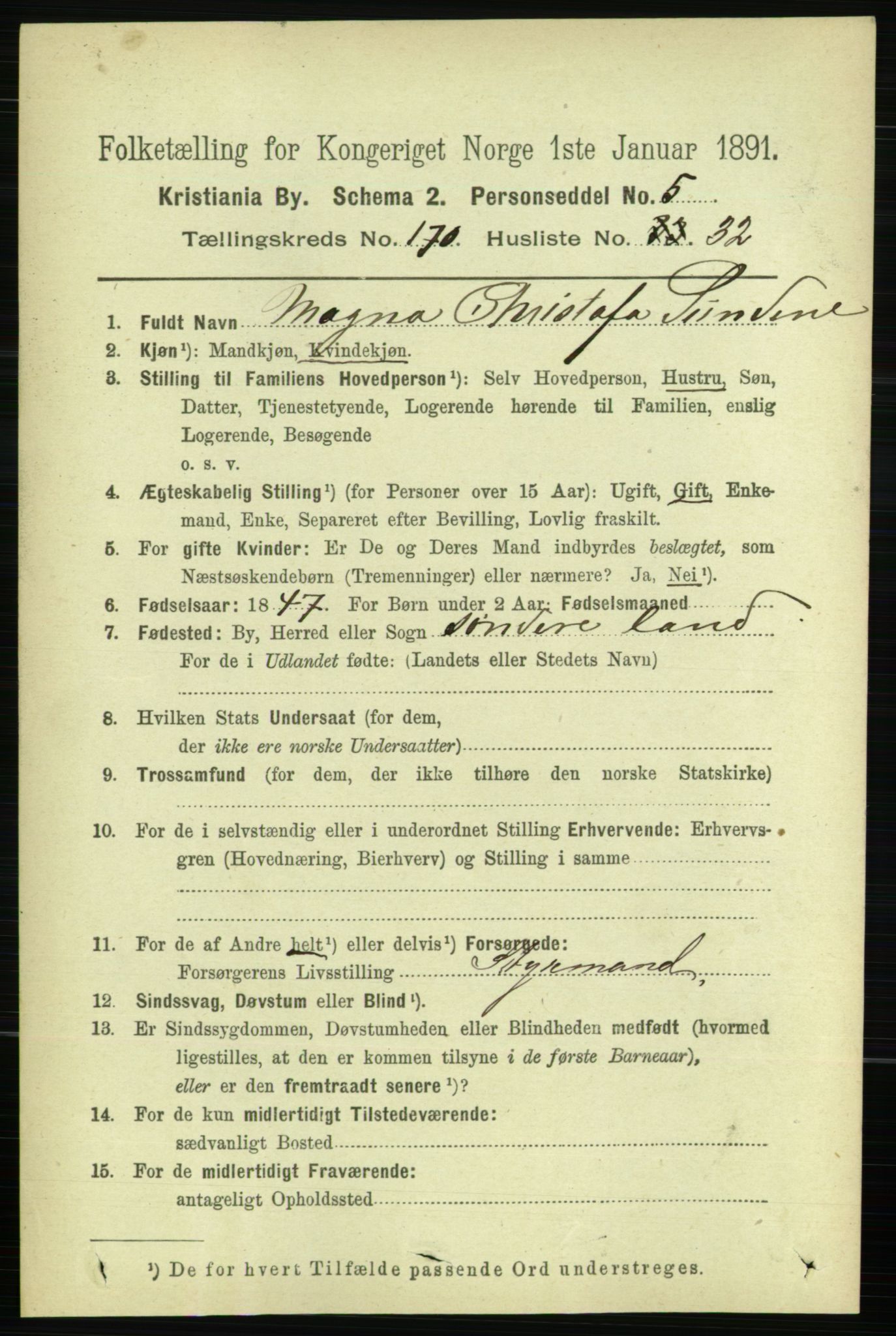 RA, 1891 census for 0301 Kristiania, 1891, p. 100555