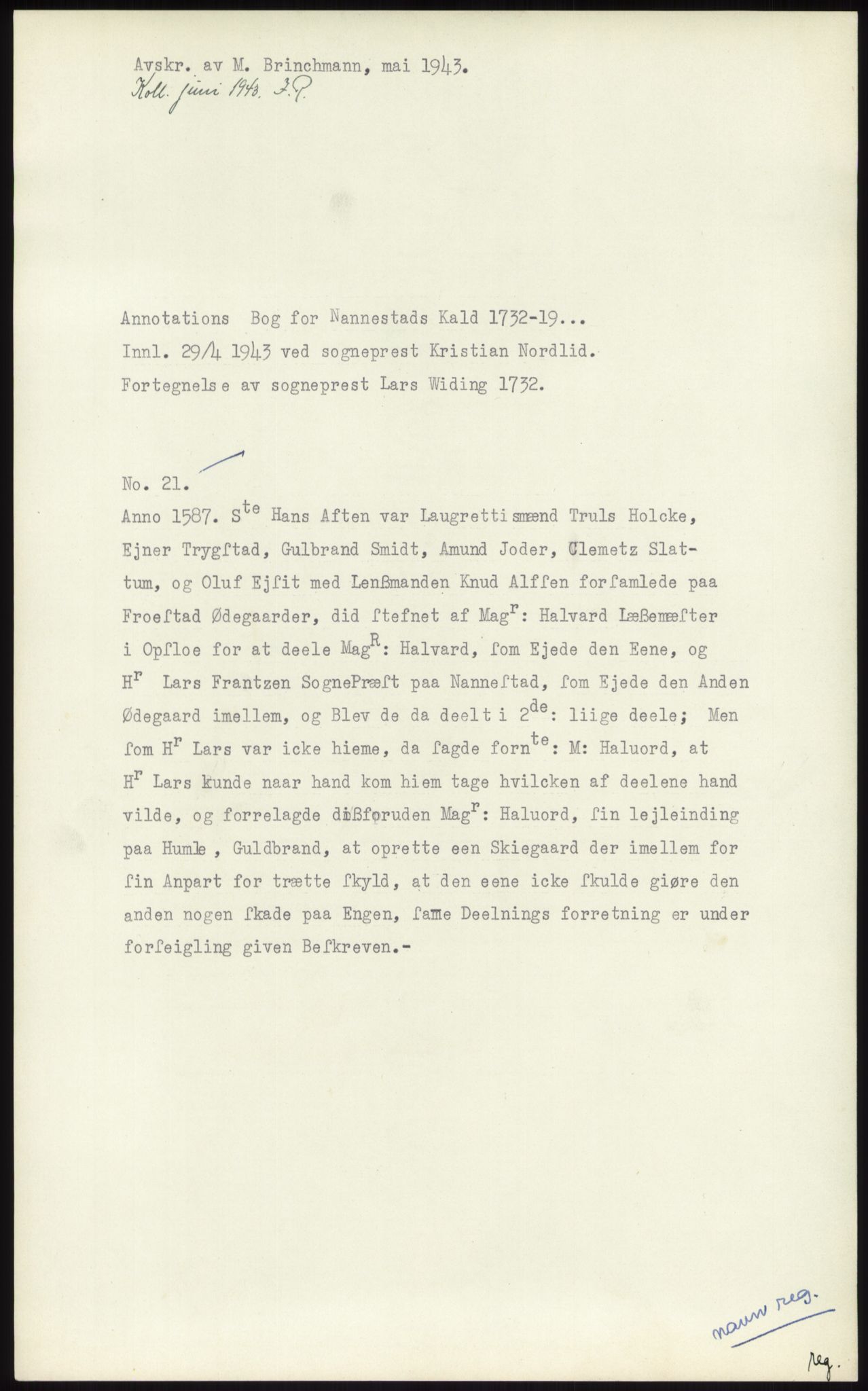Samlinger til kildeutgivelse, Diplomavskriftsamlingen, AV/RA-EA-4053/H/Ha, p. 1138