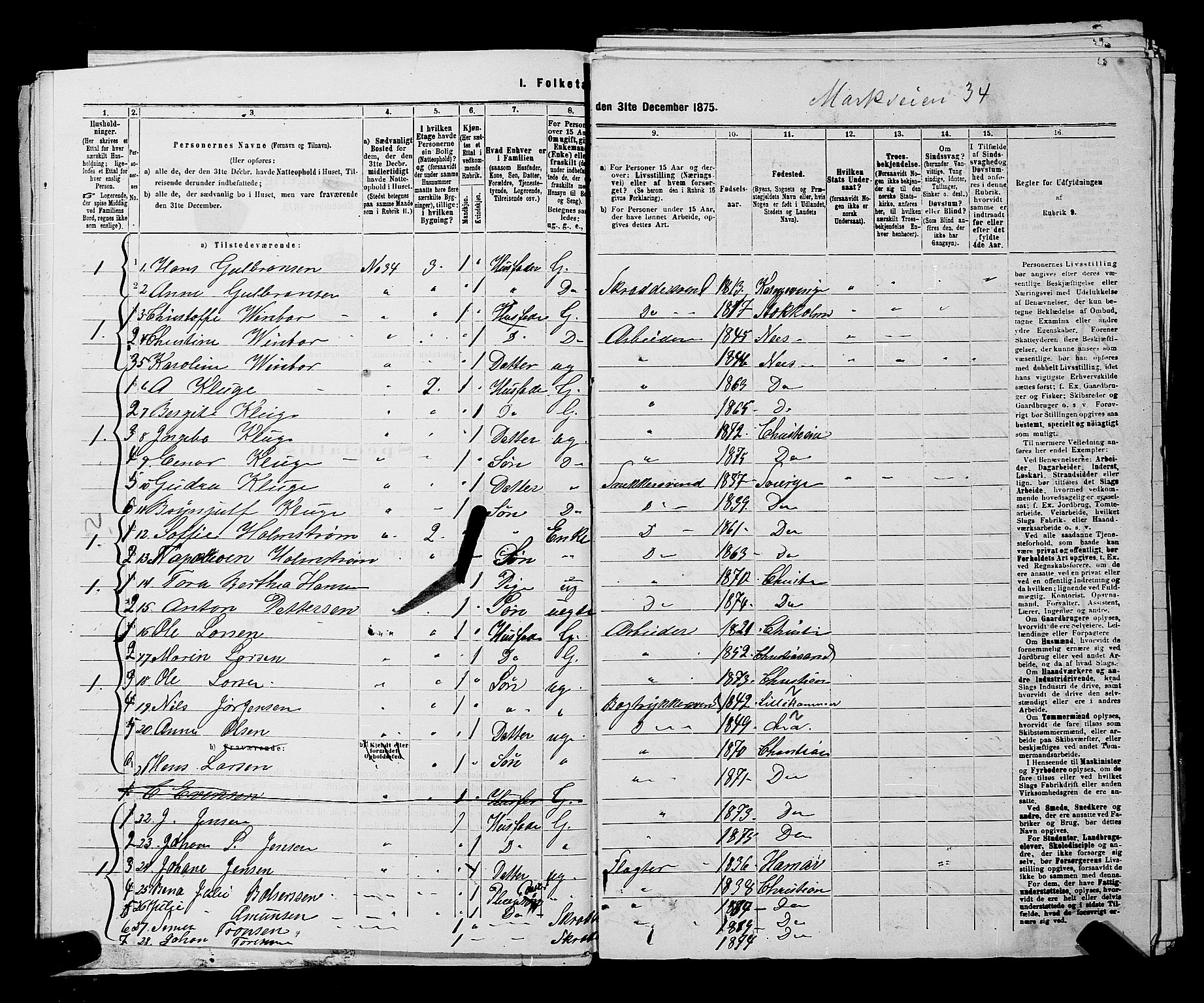 RA, 1875 census for 0301 Kristiania, 1875, p. 6948