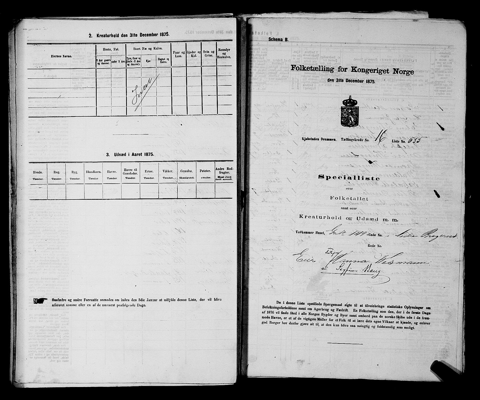 SAKO, 1875 census for 0602 Drammen, 1875, p. 1848