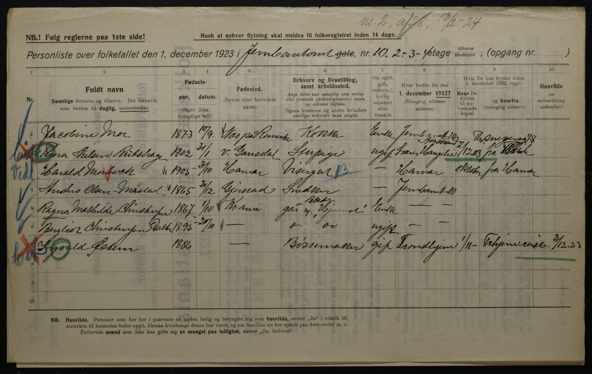 OBA, Municipal Census 1923 for Kristiania, 1923, p. 52588