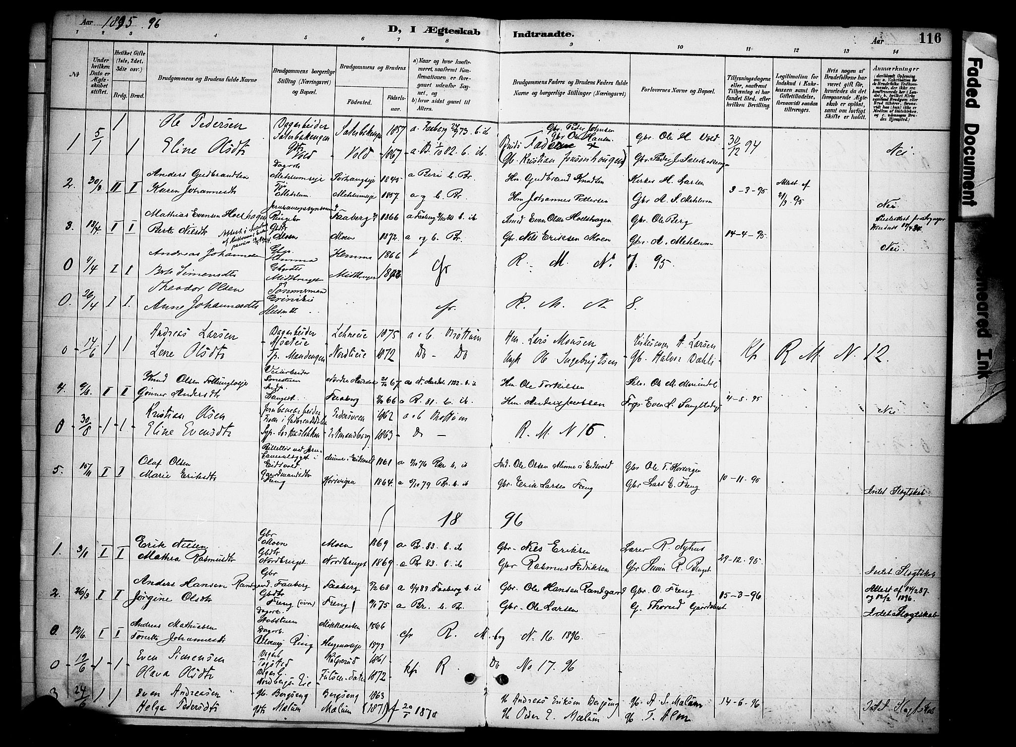 Ringsaker prestekontor, SAH/PREST-014/K/Ka/L0015: Parish register (official) no. 15, 1891-1904, p. 116