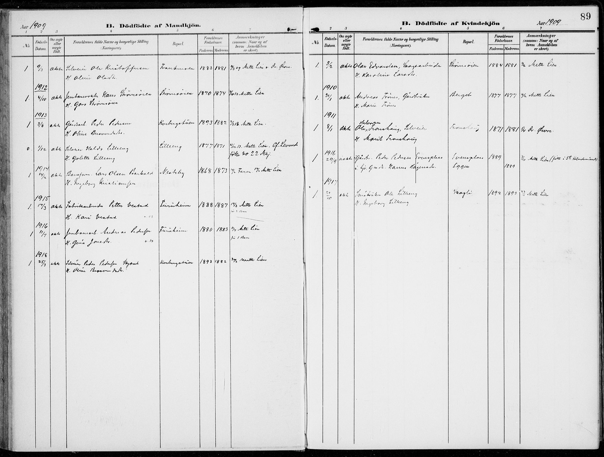 Alvdal prestekontor, SAH/PREST-060/H/Ha/Haa/L0004: Parish register (official) no. 4, 1907-1919, p. 89