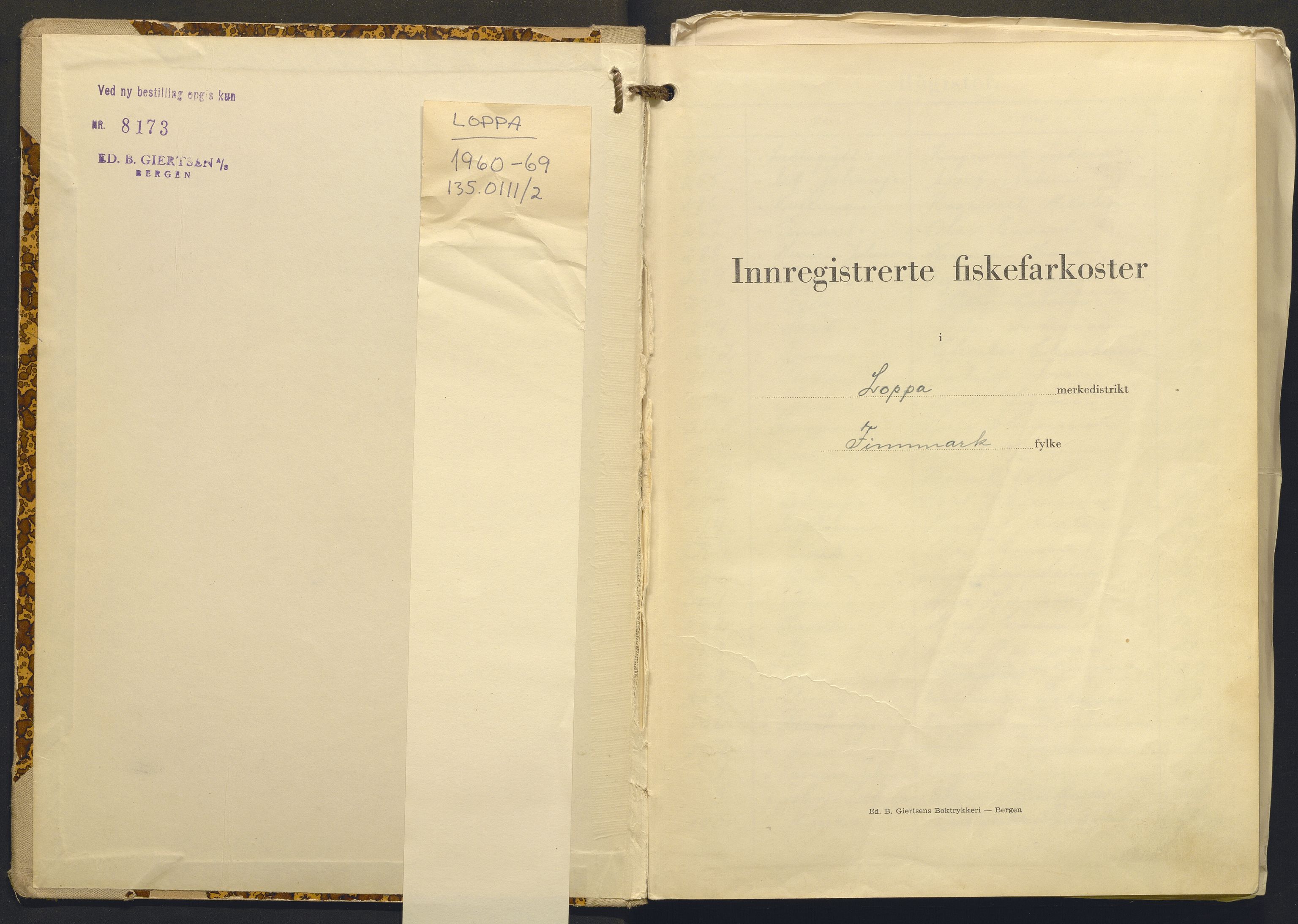 Fiskeridirektoratet - 1 Adm. ledelse - 13 Båtkontoret, AV/SAB-A-2003/I/Ia/Ia.a/L0033: 135.0111/2 Merkeprotokoll - Loppa, 1960-1969