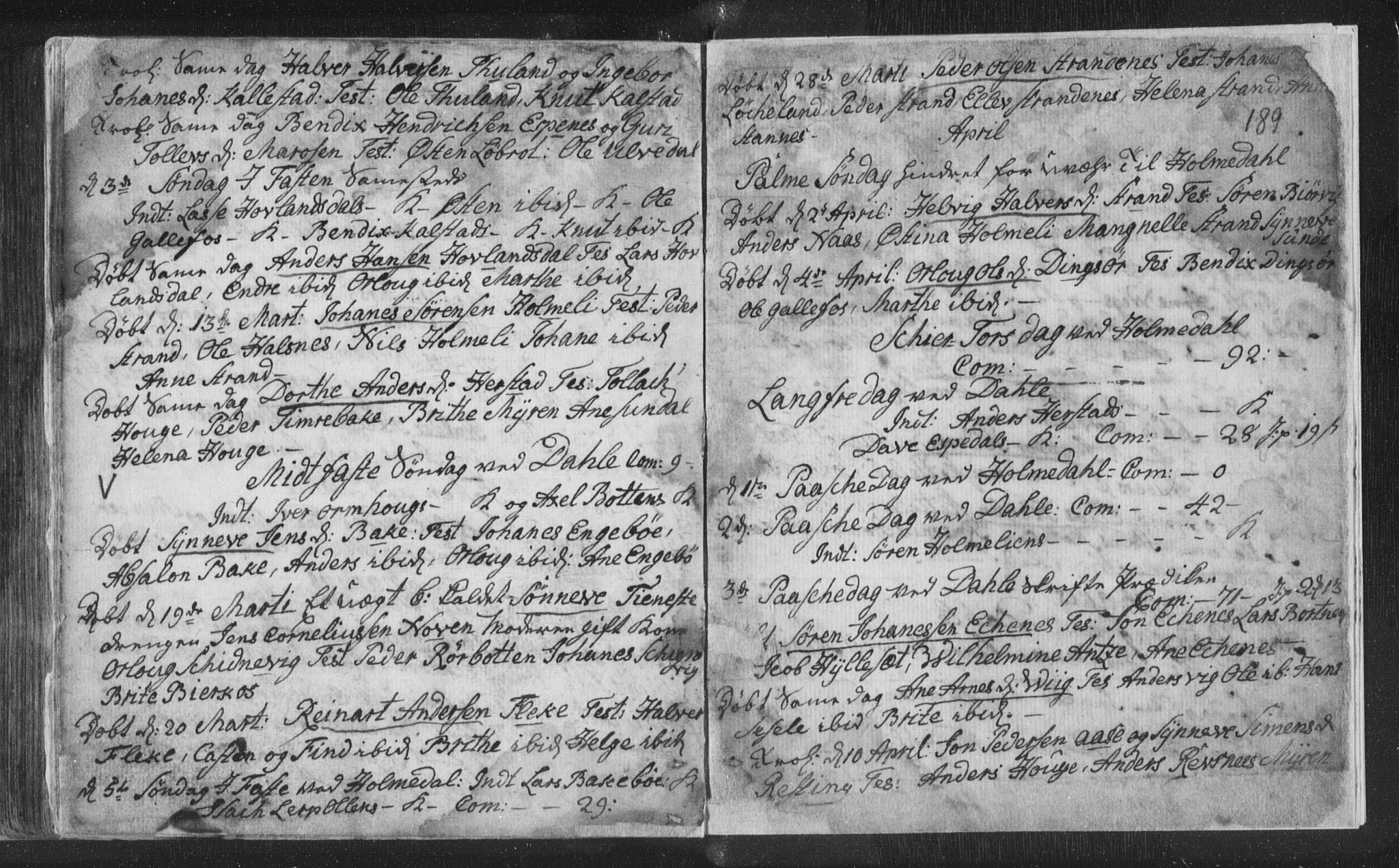 Fjaler sokneprestembete, AV/SAB-A-79801/H/Haa/Haaa/L0002: Parish register (official) no. A 2, 1779-1798, p. 189