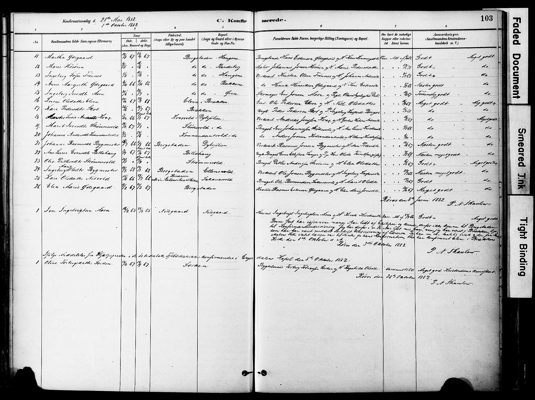 Ministerialprotokoller, klokkerbøker og fødselsregistre - Sør-Trøndelag, SAT/A-1456/681/L0933: Parish register (official) no. 681A11, 1879-1890, p. 103