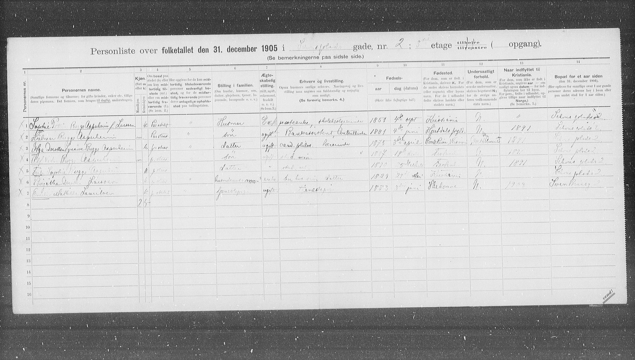 OBA, Municipal Census 1905 for Kristiania, 1905, p. 46935