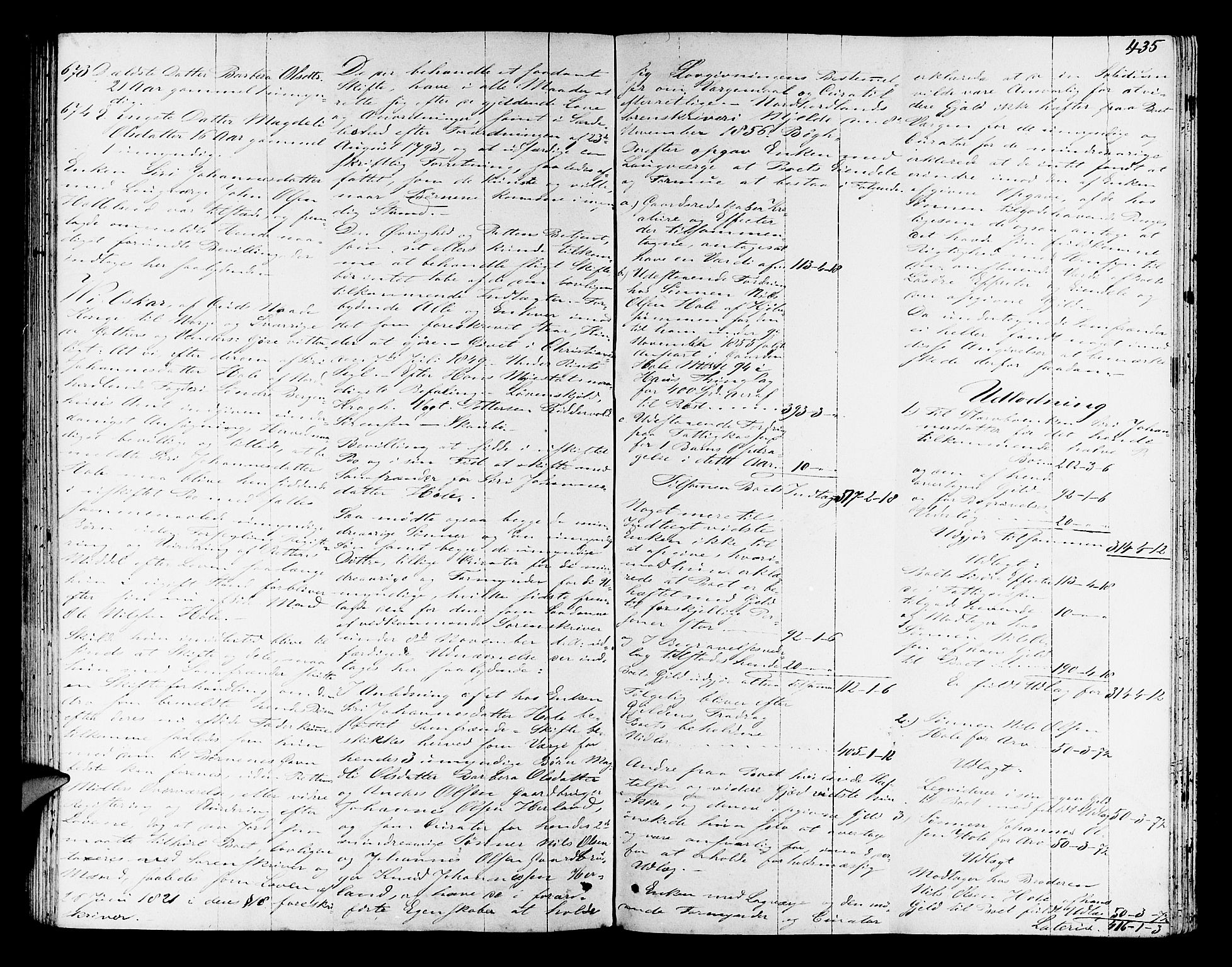 Nordhordland sorenskrivar, AV/SAB-A-2901/1/H/Hd/Hda/L0005: Skifteutlodningsprotokollar, 1851-1857, p. 434b-435a