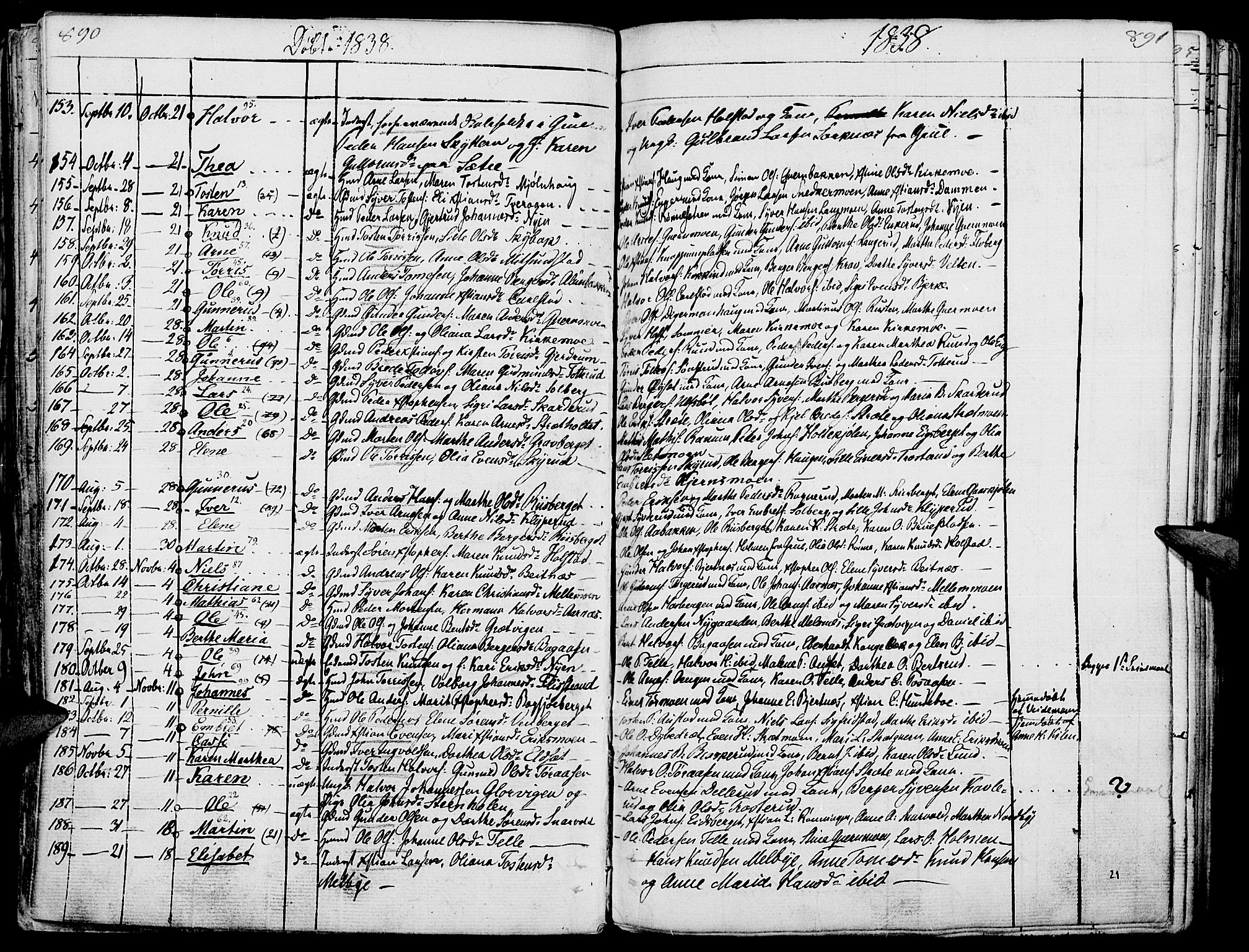 Hof prestekontor, AV/SAH-PREST-038/H/Ha/Haa/L0006: Parish register (official) no. 6, 1822-1841, p. 890-891