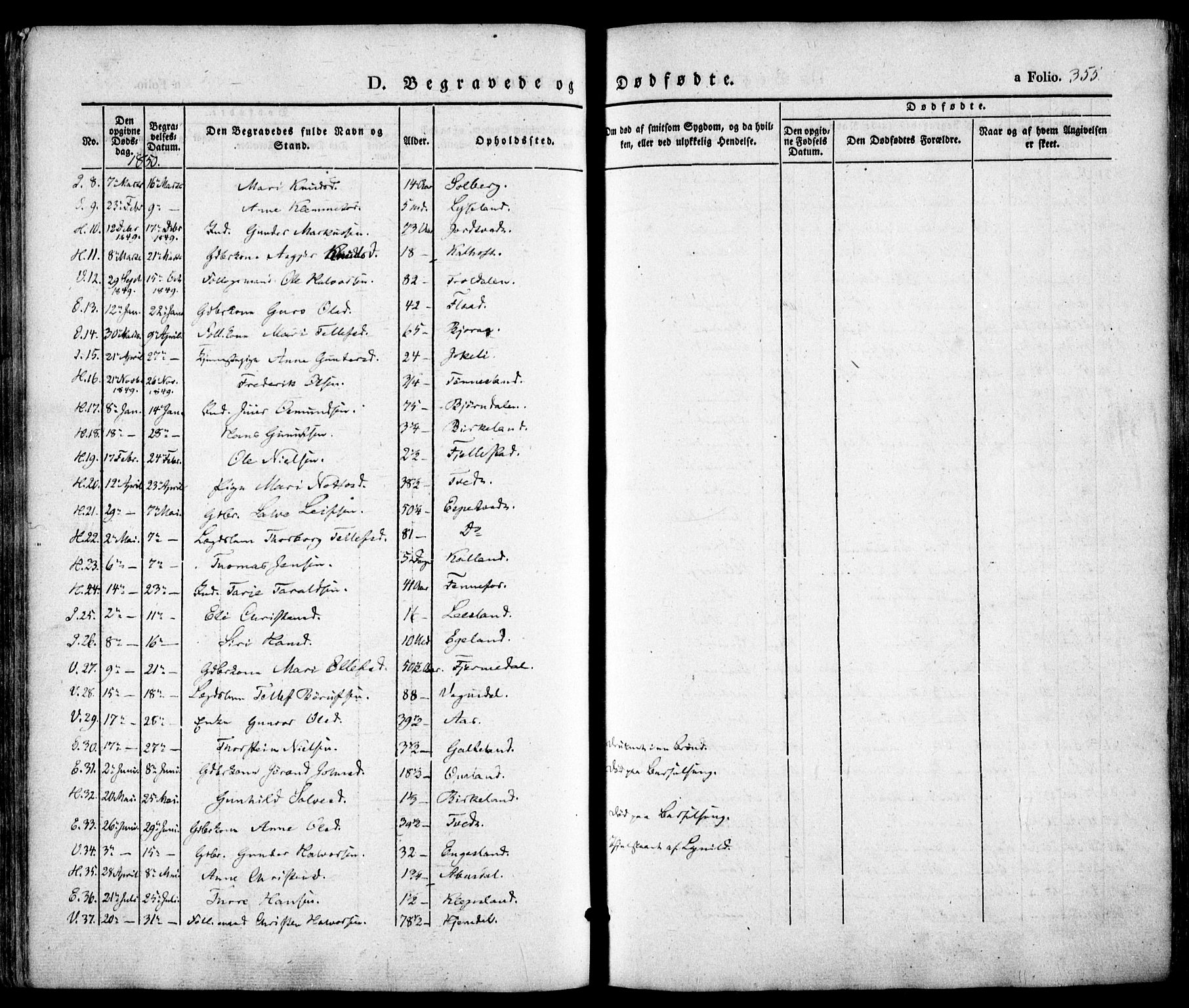 Evje sokneprestkontor, AV/SAK-1111-0008/F/Fa/Faa/L0005: Parish register (official) no. A 5, 1843-1865, p. 355