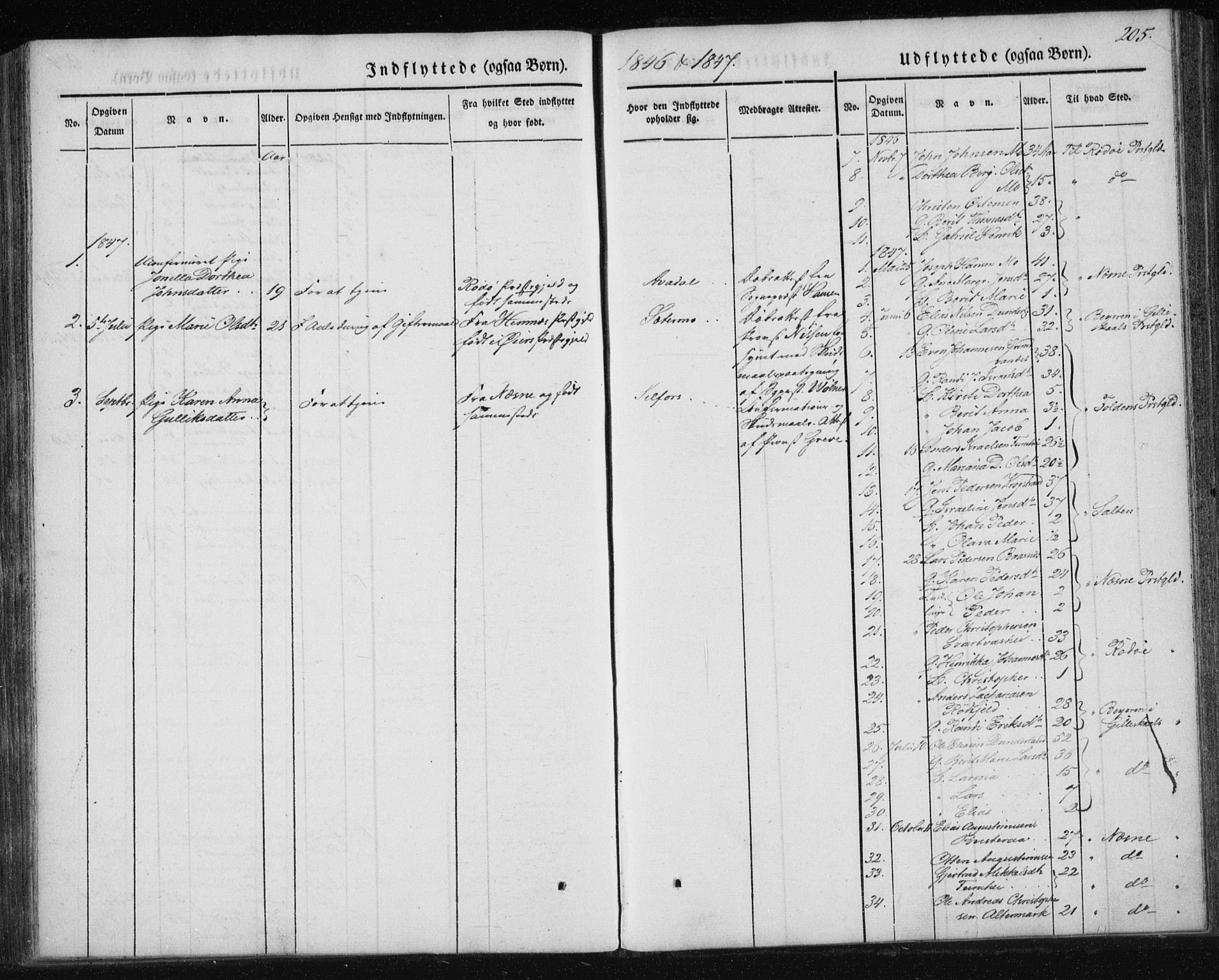 Ministerialprotokoller, klokkerbøker og fødselsregistre - Nordland, SAT/A-1459/827/L0391: Parish register (official) no. 827A03, 1842-1852, p. 205
