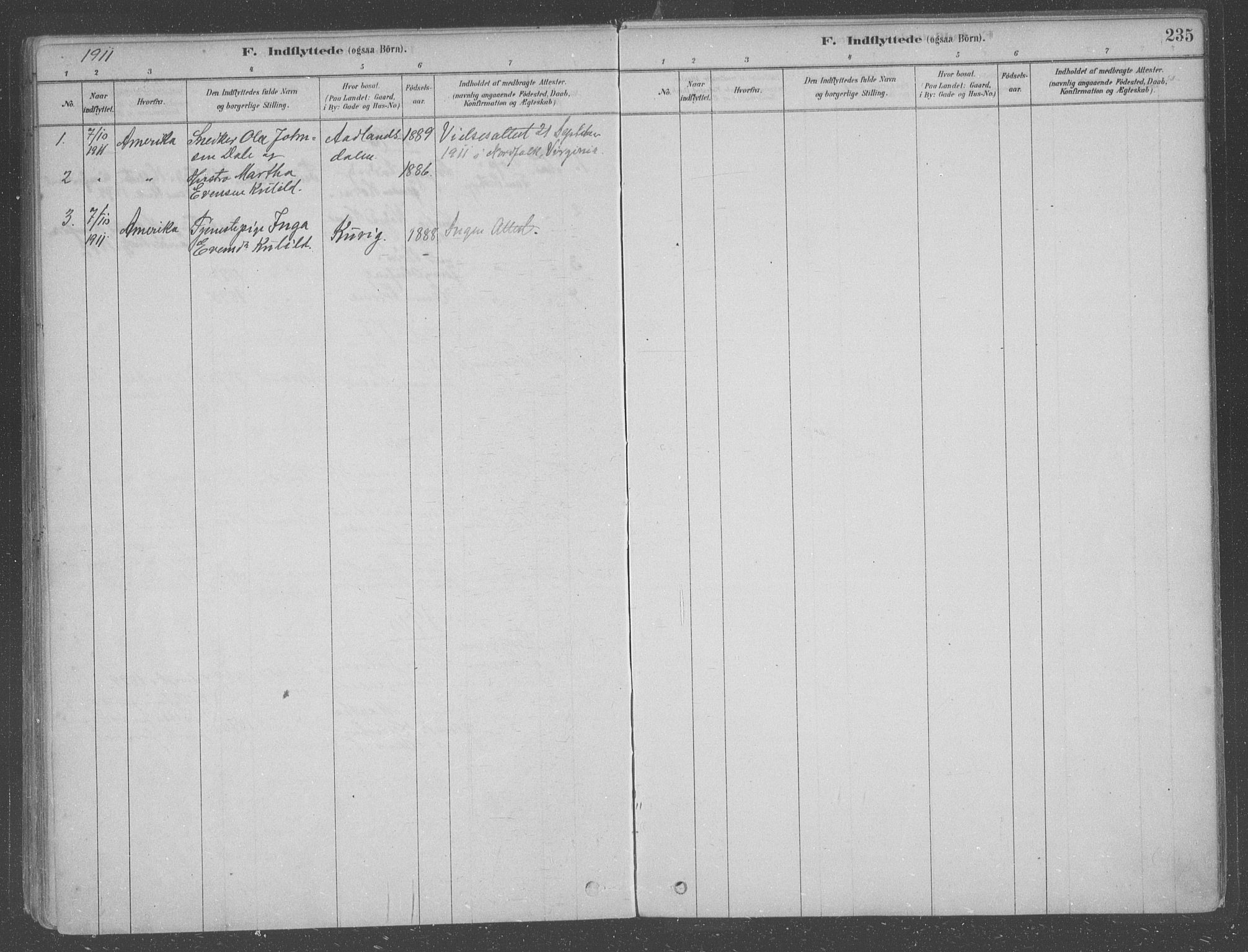 Fusa sokneprestembete, AV/SAB-A-75401/H/Haa: Parish register (official) no. B 1, 1880-1938, p. 235