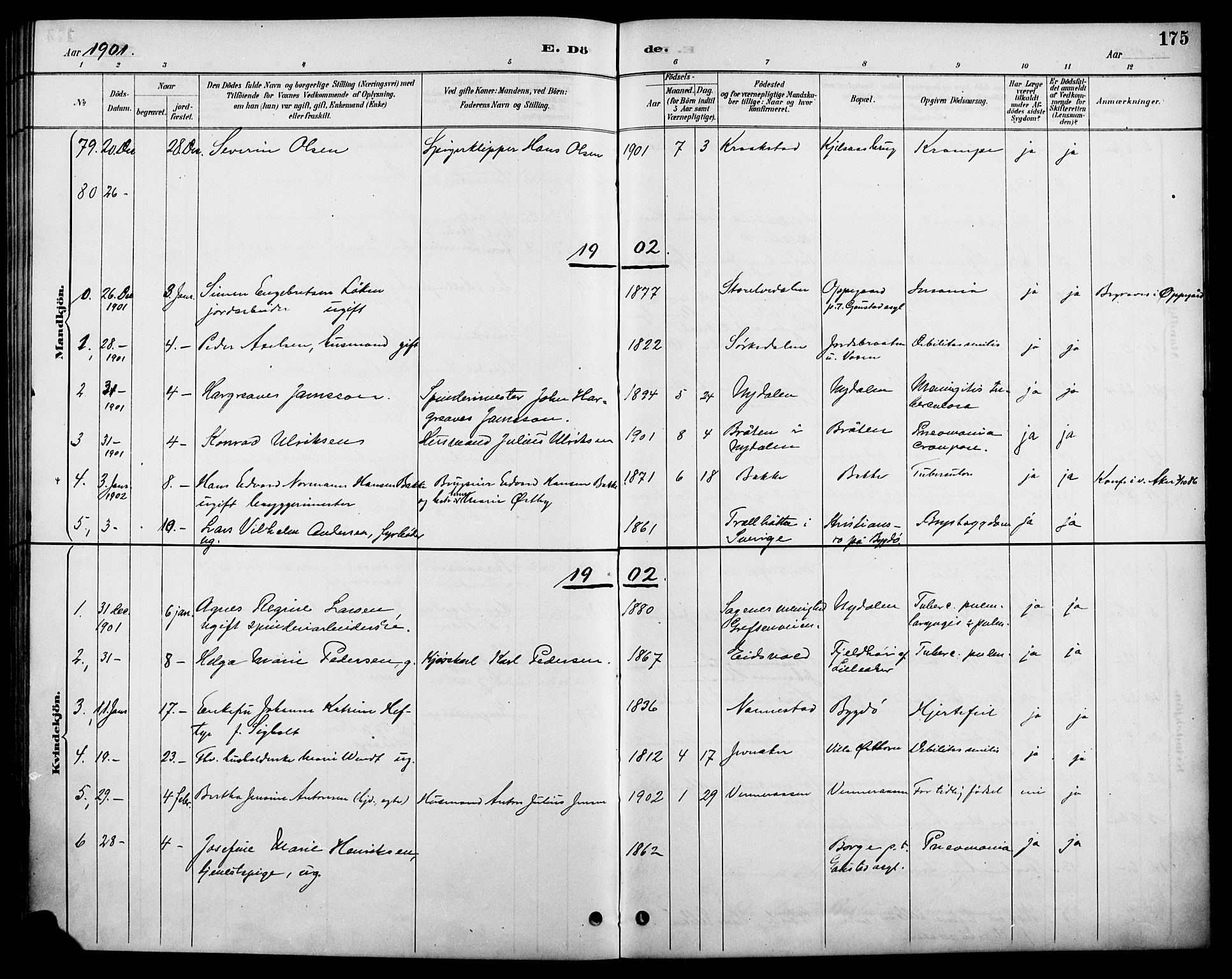 Vestre Aker prestekontor Kirkebøker, SAO/A-10025/F/Fa/L0011: Parish register (official) no. 11, 1886-1904, p. 175