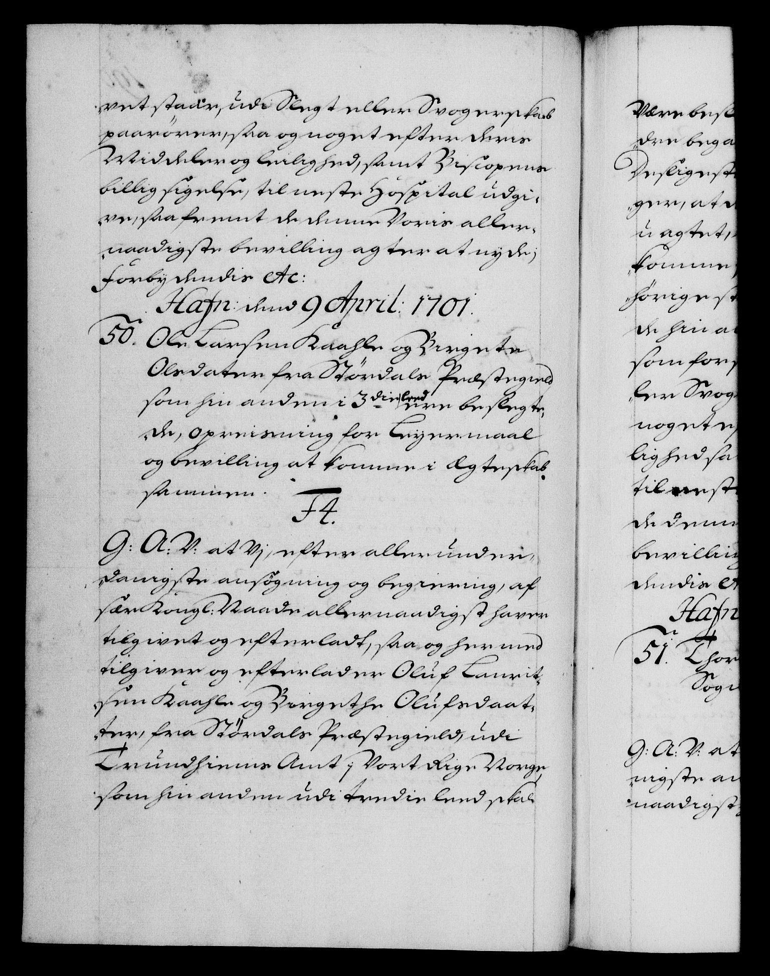 Danske Kanselli 1572-1799, RA/EA-3023/F/Fc/Fca/Fcaa/L0018: Norske registre, 1699-1703, p. 190b