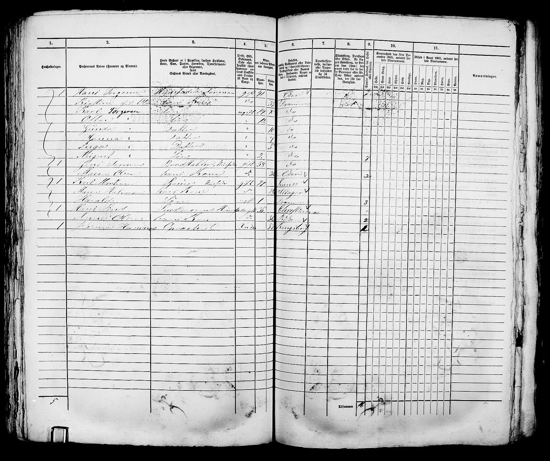 RA, 1865 census for Bragernes in Drammen, 1865, p. 892