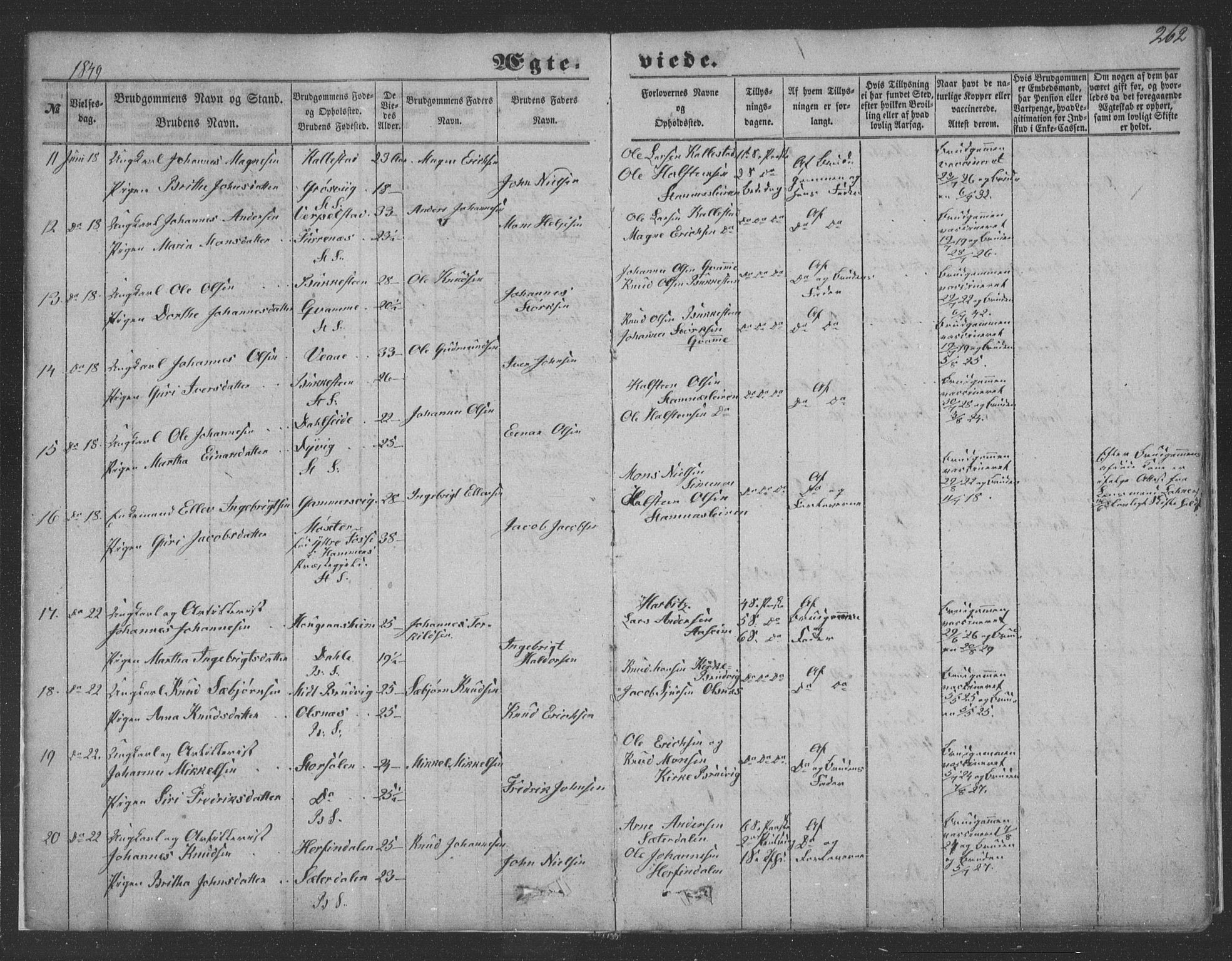 Haus sokneprestembete, SAB/A-75601/H/Haa: Parish register (official) no. A 16 II, 1848-1857, p. 262