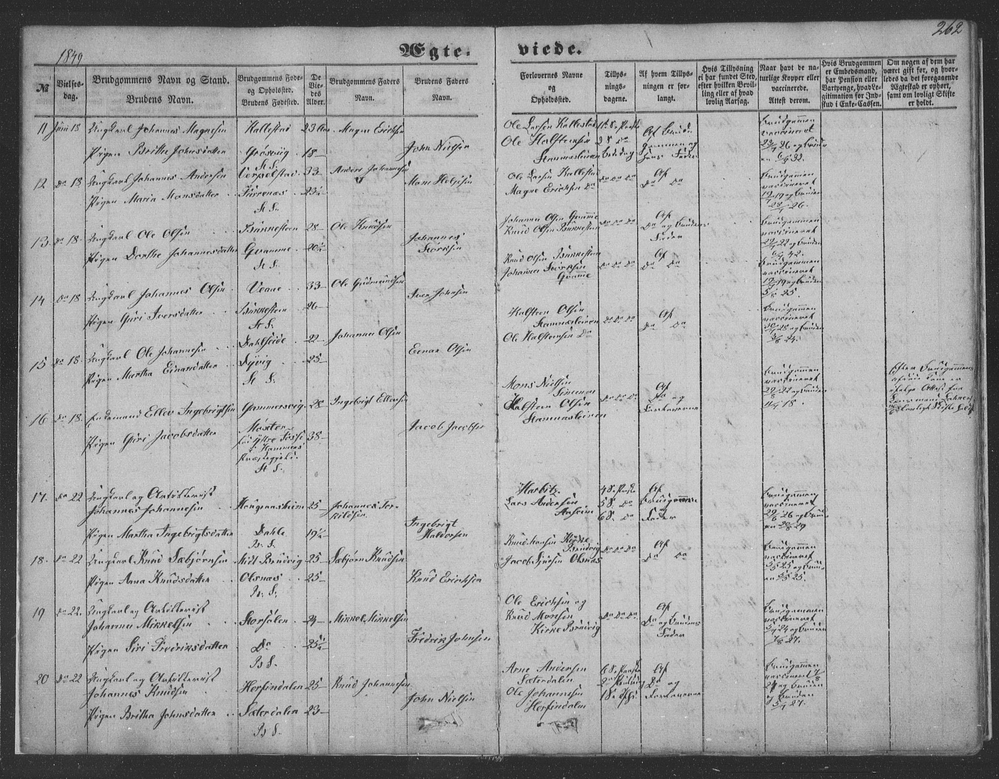 Haus sokneprestembete, AV/SAB-A-75601/H/Haa: Parish register (official) no. A 16 II, 1848-1857, p. 262