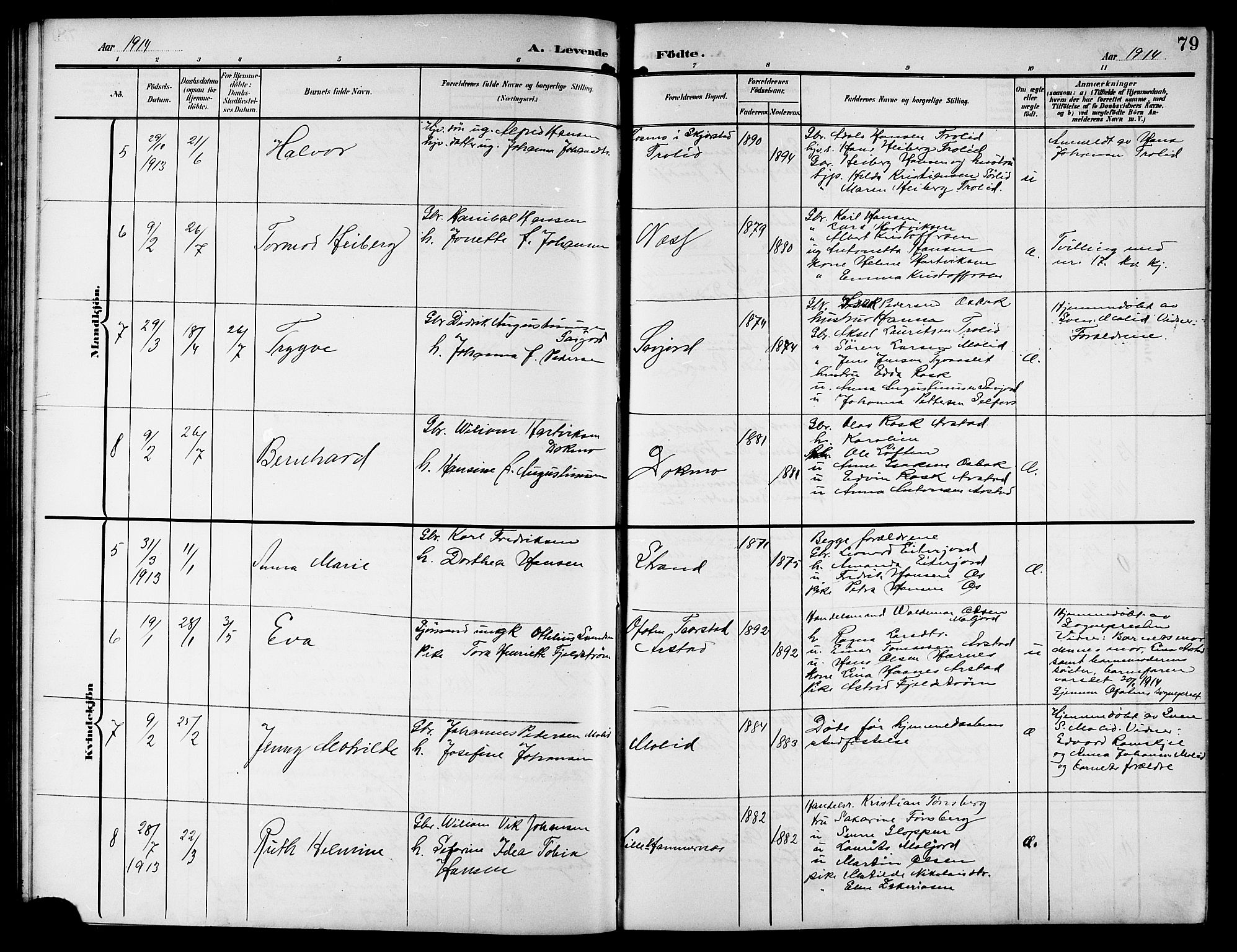 Ministerialprotokoller, klokkerbøker og fødselsregistre - Nordland, AV/SAT-A-1459/846/L0655: Parish register (copy) no. 846C05, 1902-1916, p. 79