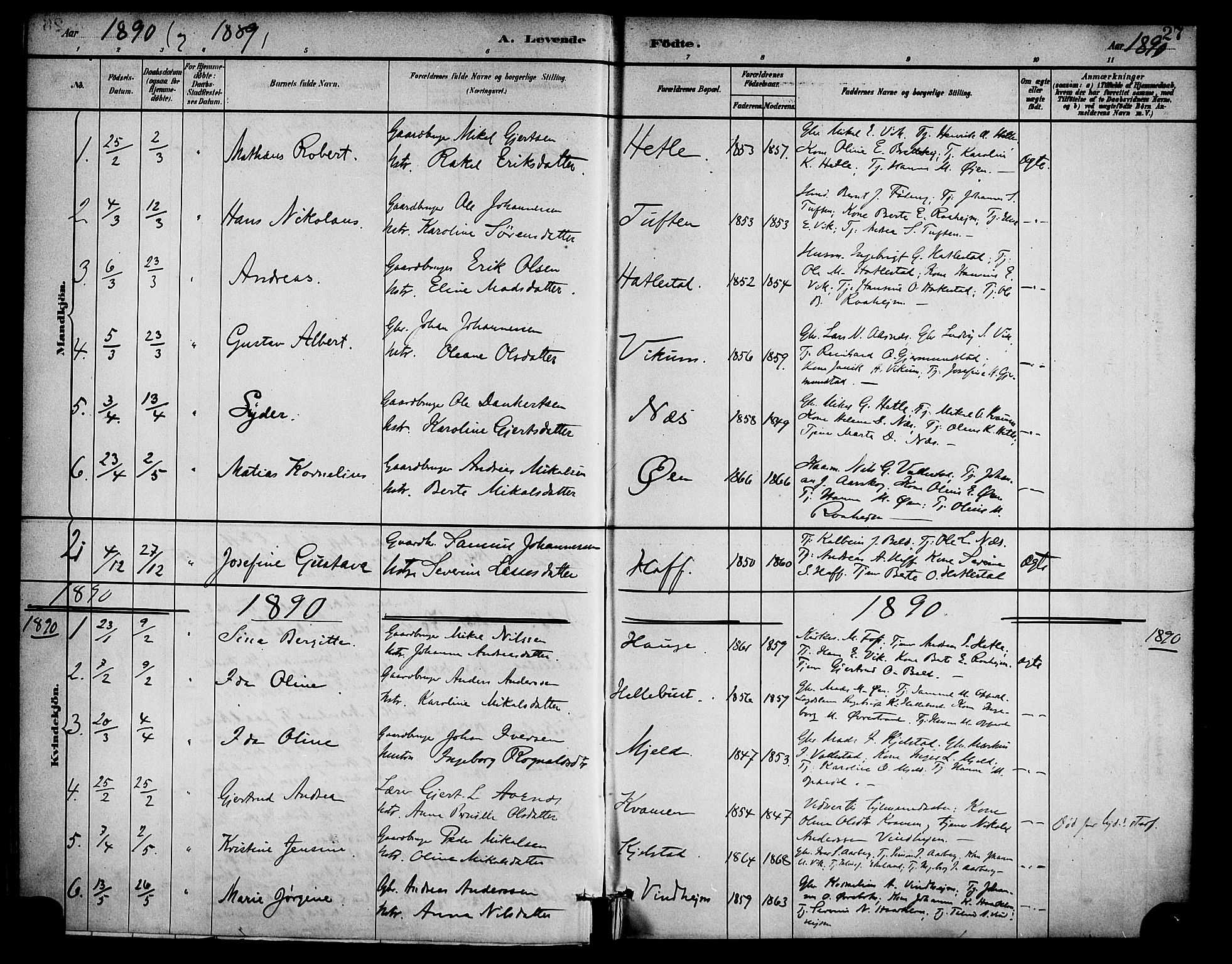 Gaular sokneprestembete, AV/SAB-A-80001/H/Haa: Parish register (official) no. D 1, 1882-1899, p. 27