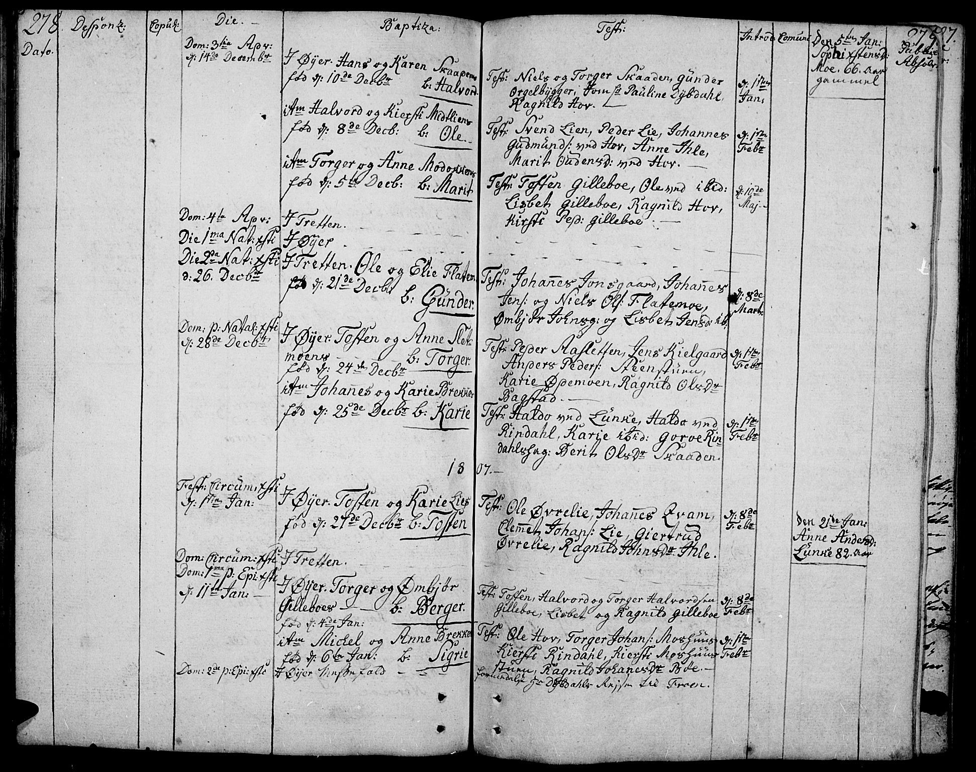 Øyer prestekontor, AV/SAH-PREST-084/H/Ha/Haa/L0003: Parish register (official) no. 3, 1784-1824, p. 278-279