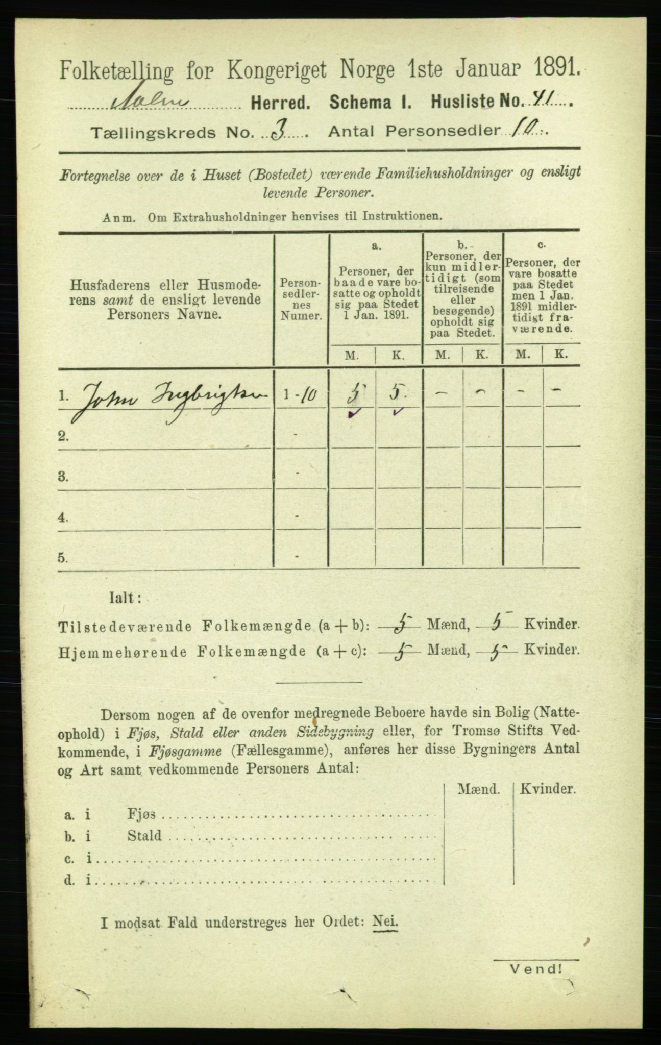 RA, 1891 census for 1644 Ålen, 1891, p. 726