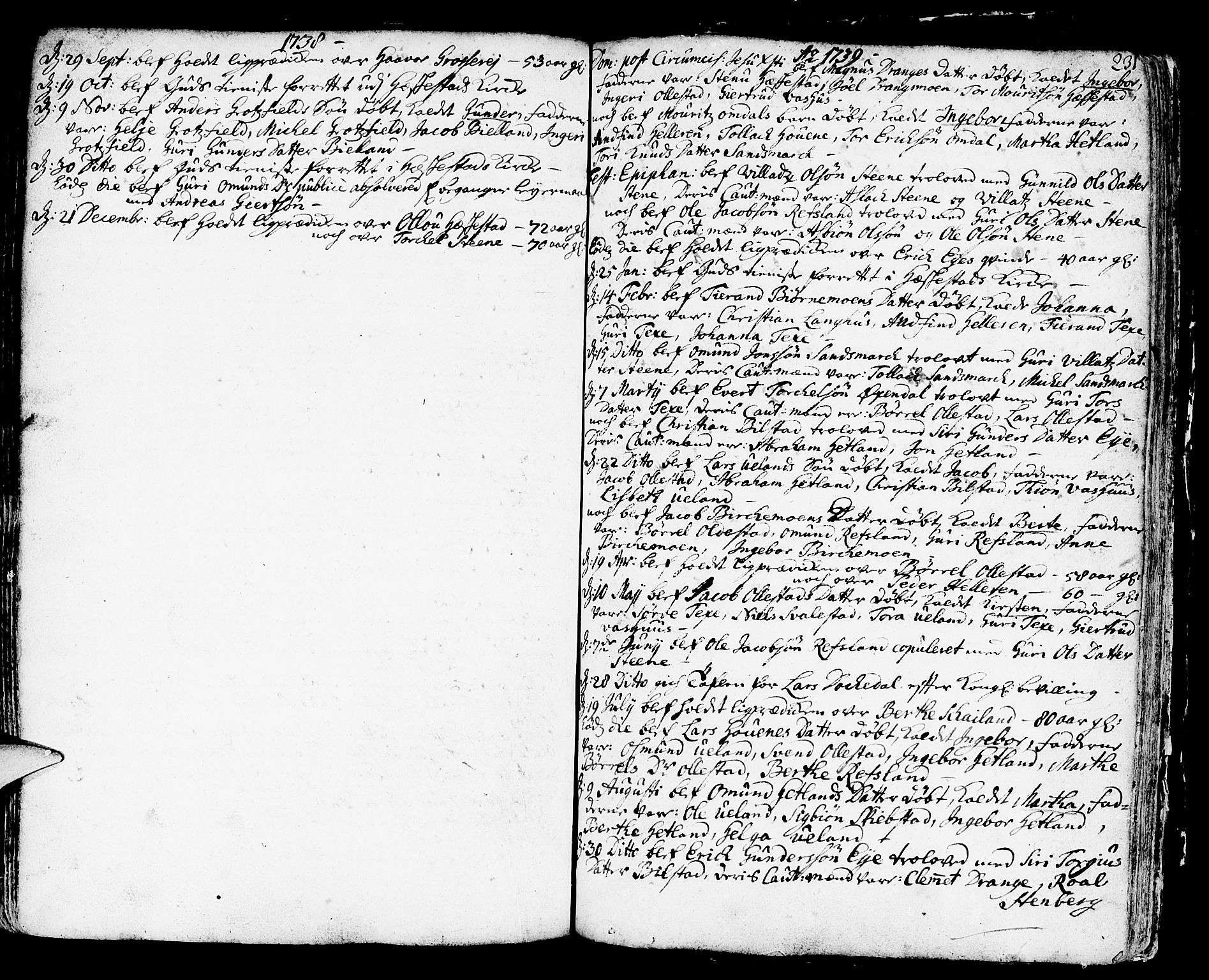 Helleland sokneprestkontor, SAST/A-101810: Parish register (official) no. A 1 /3, 1713-1761, p. 231