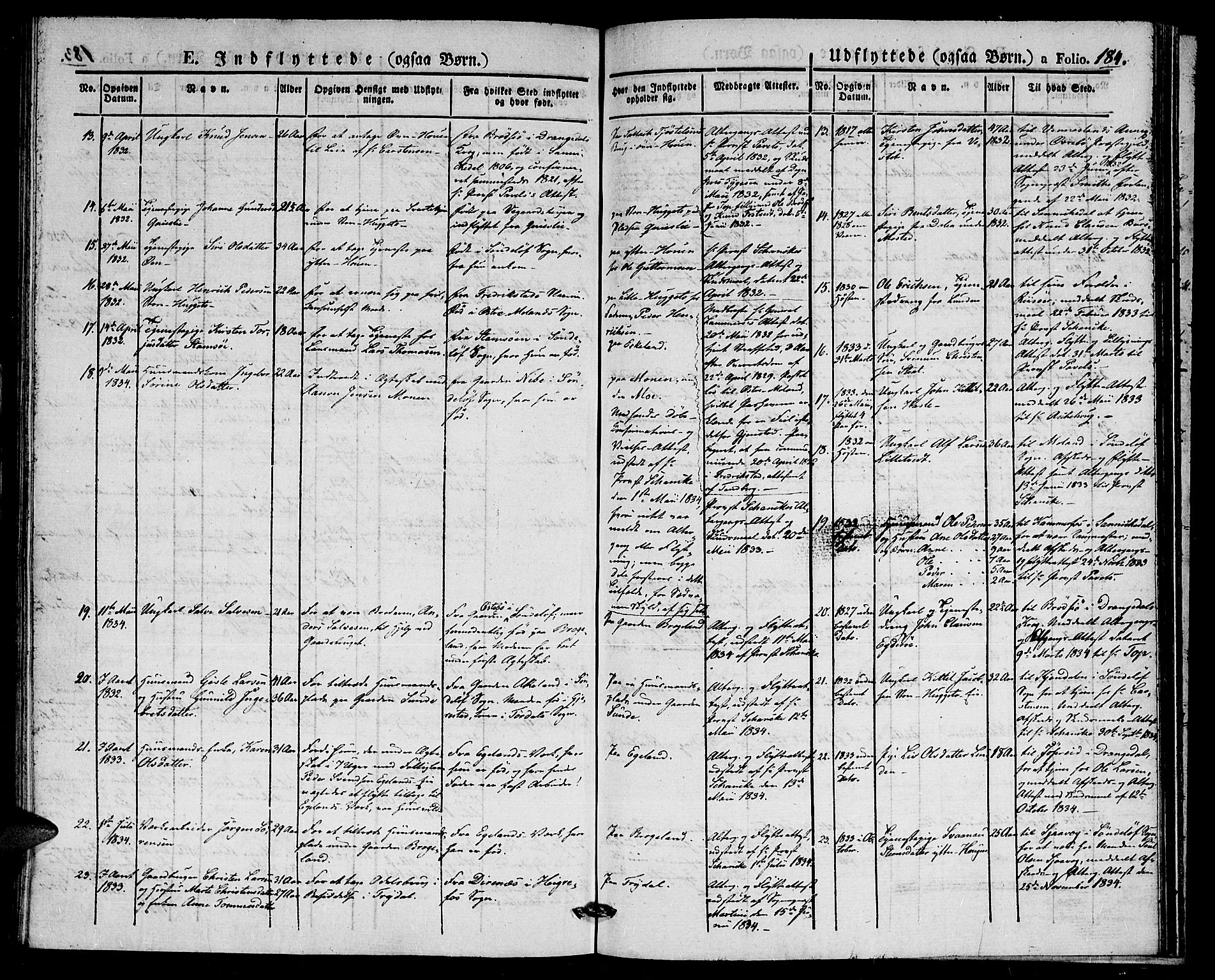 Gjerstad sokneprestkontor, AV/SAK-1111-0014/F/Fa/Faa/L0005: Parish register (official) no. A 5, 1829-1841, p. 184