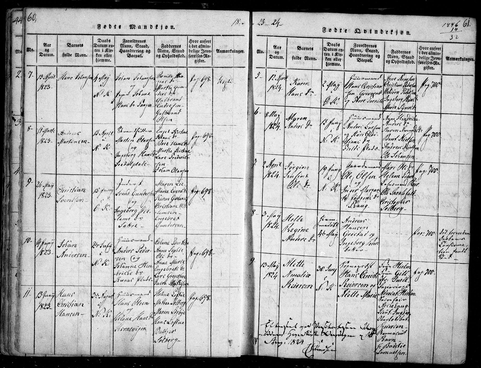 Nesodden prestekontor Kirkebøker, AV/SAO-A-10013/F/Fa/L0006: Parish register (official) no. I 6, 1814-1847, p. 60-61