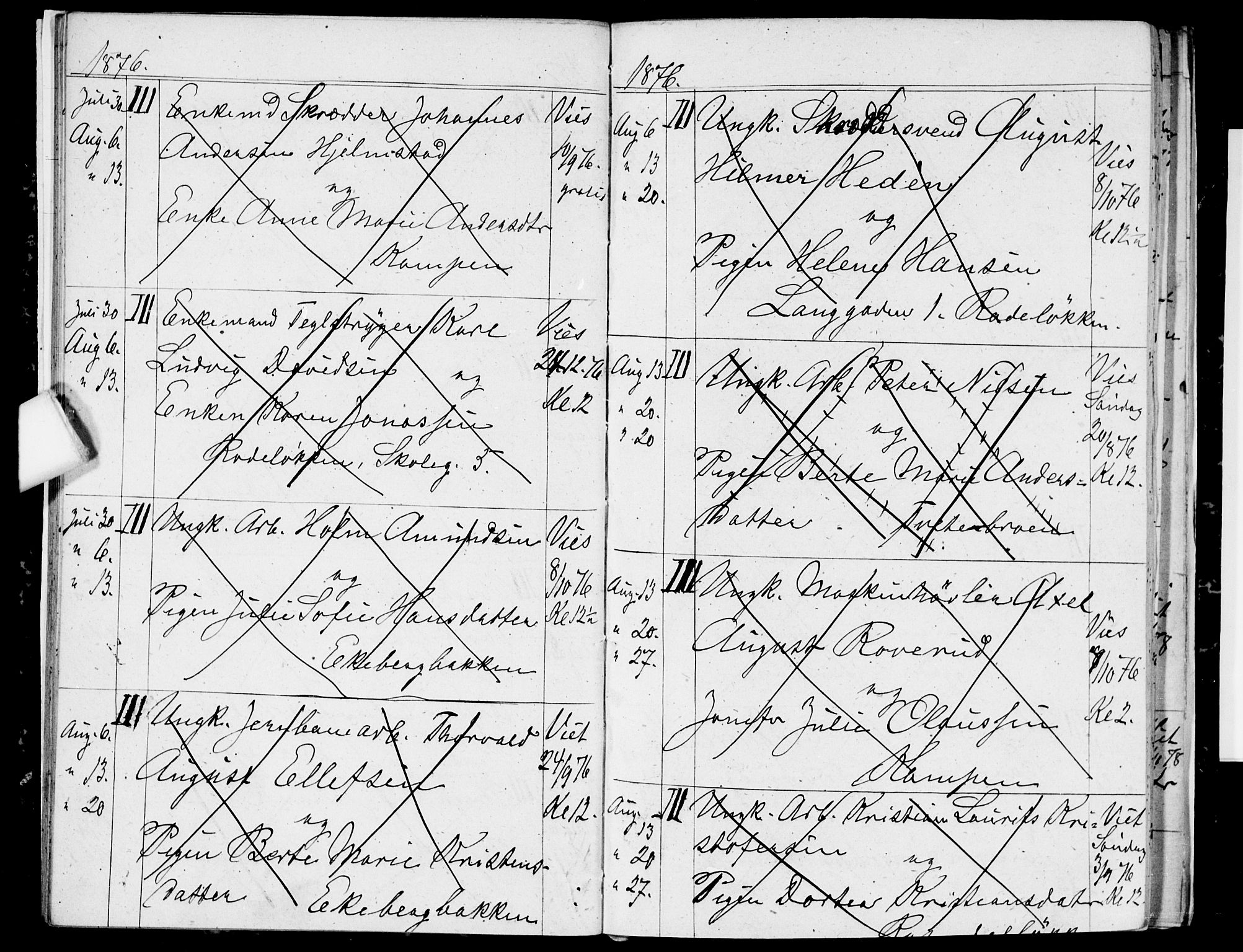 Østre Aker prestekontor Kirkebøker, AV/SAO-A-10840/H/Ha/L0003: Banns register no. I 3, 1873-1878