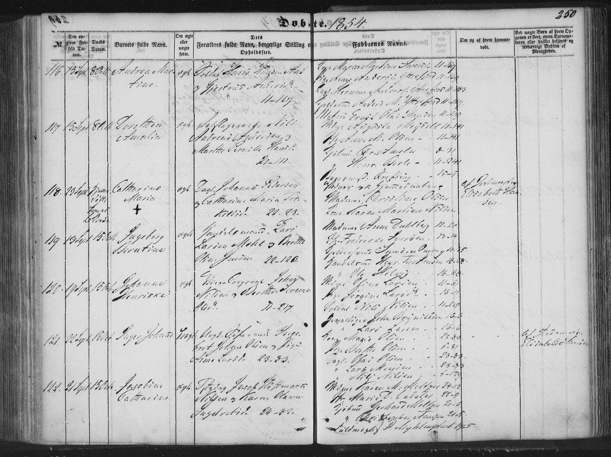 Korskirken sokneprestembete, AV/SAB-A-76101/H/Haa/L0017: Parish register (official) no. B 3, 1851-1857, p. 250