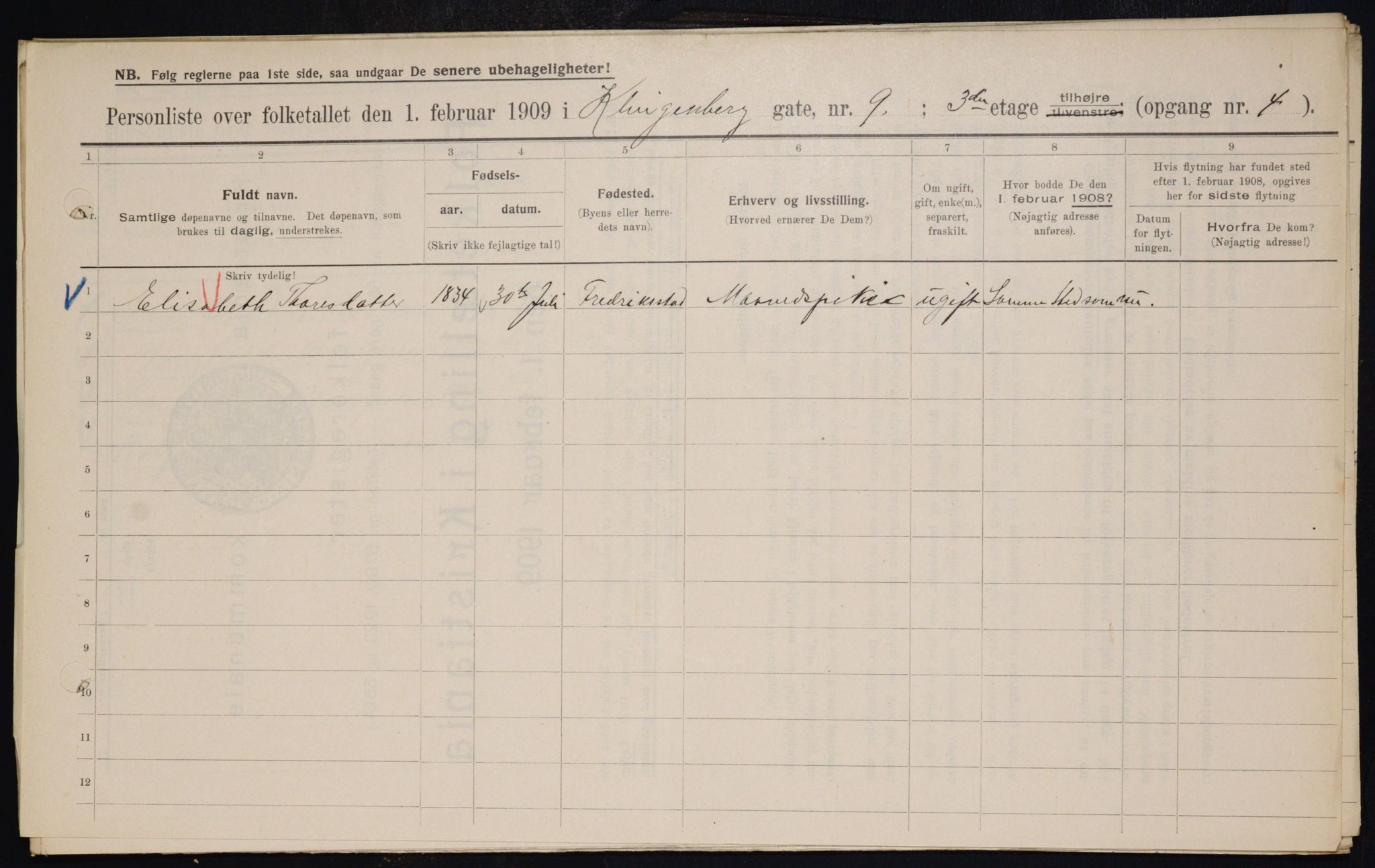 OBA, Municipal Census 1909 for Kristiania, 1909, p. 47570