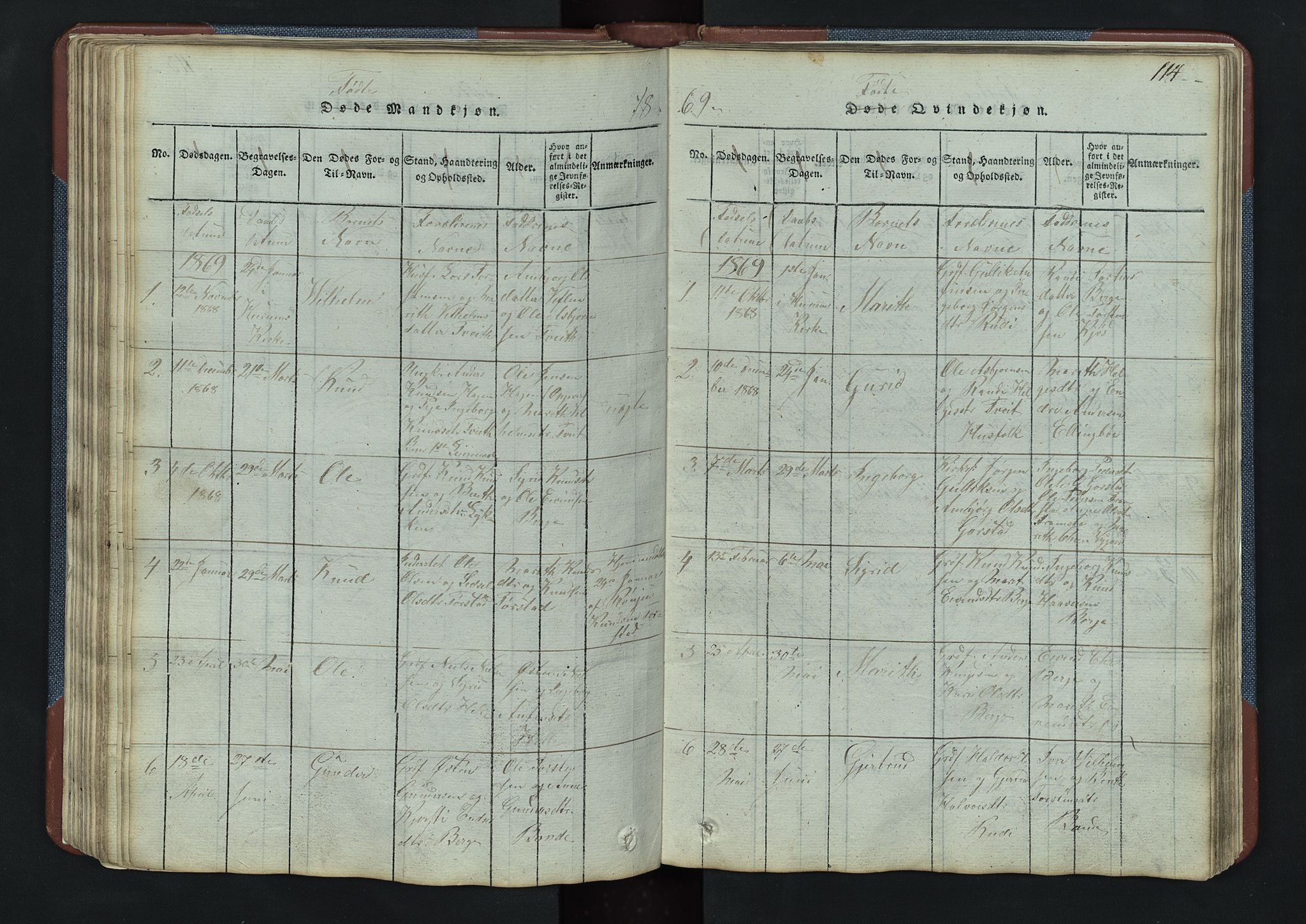 Vang prestekontor, Valdres, SAH/PREST-140/H/Hb/L0003: Parish register (copy) no. 3, 1814-1892, p. 114