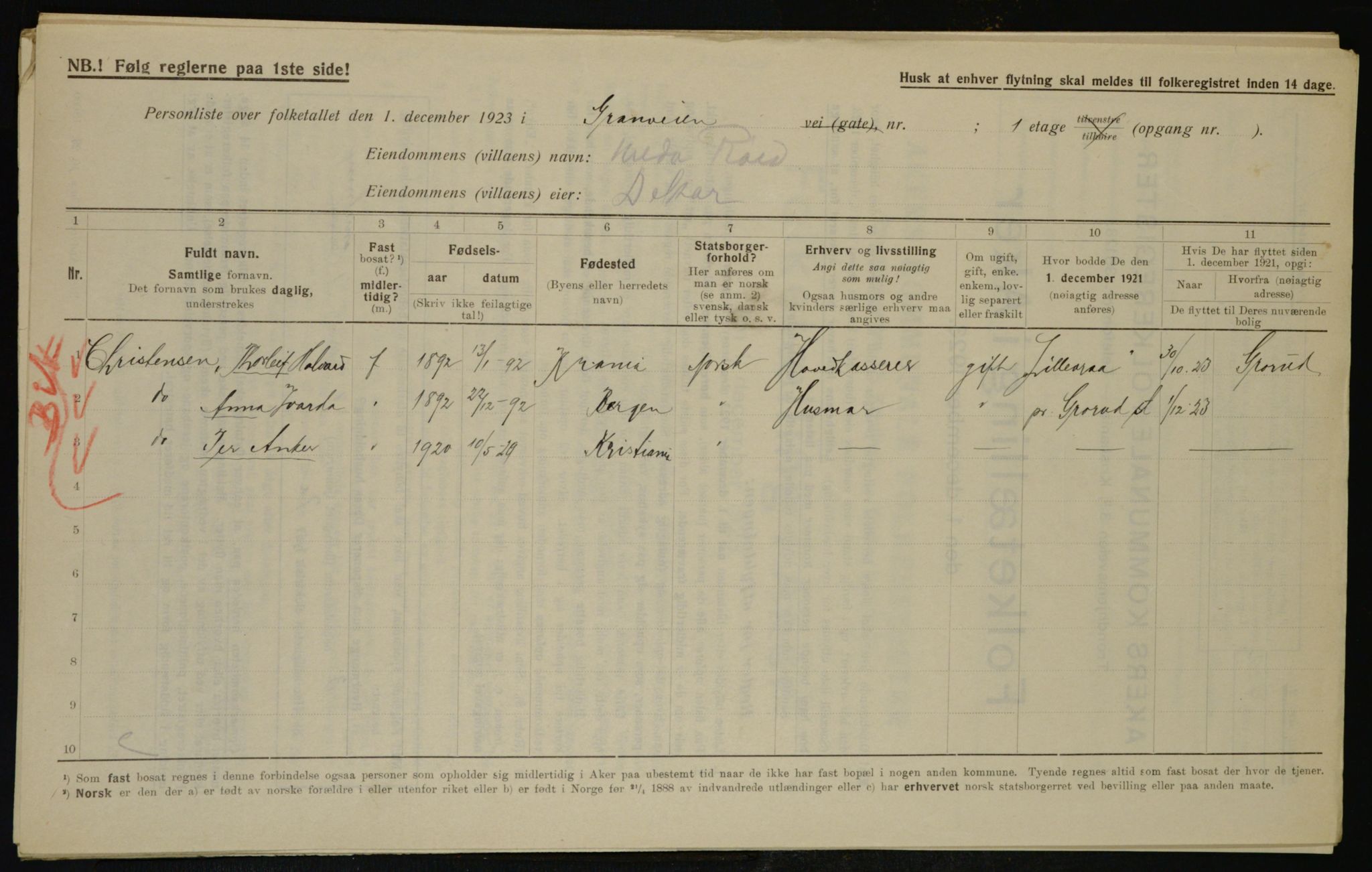 , Municipal Census 1923 for Aker, 1923, p. 39150