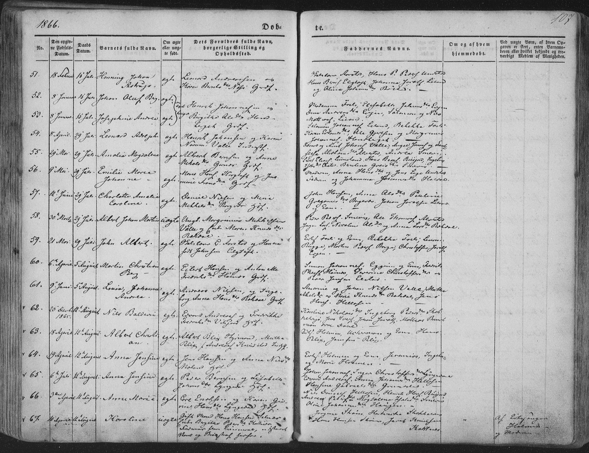 Ministerialprotokoller, klokkerbøker og fødselsregistre - Nordland, AV/SAT-A-1459/880/L1131: Parish register (official) no. 880A05, 1844-1868, p. 107