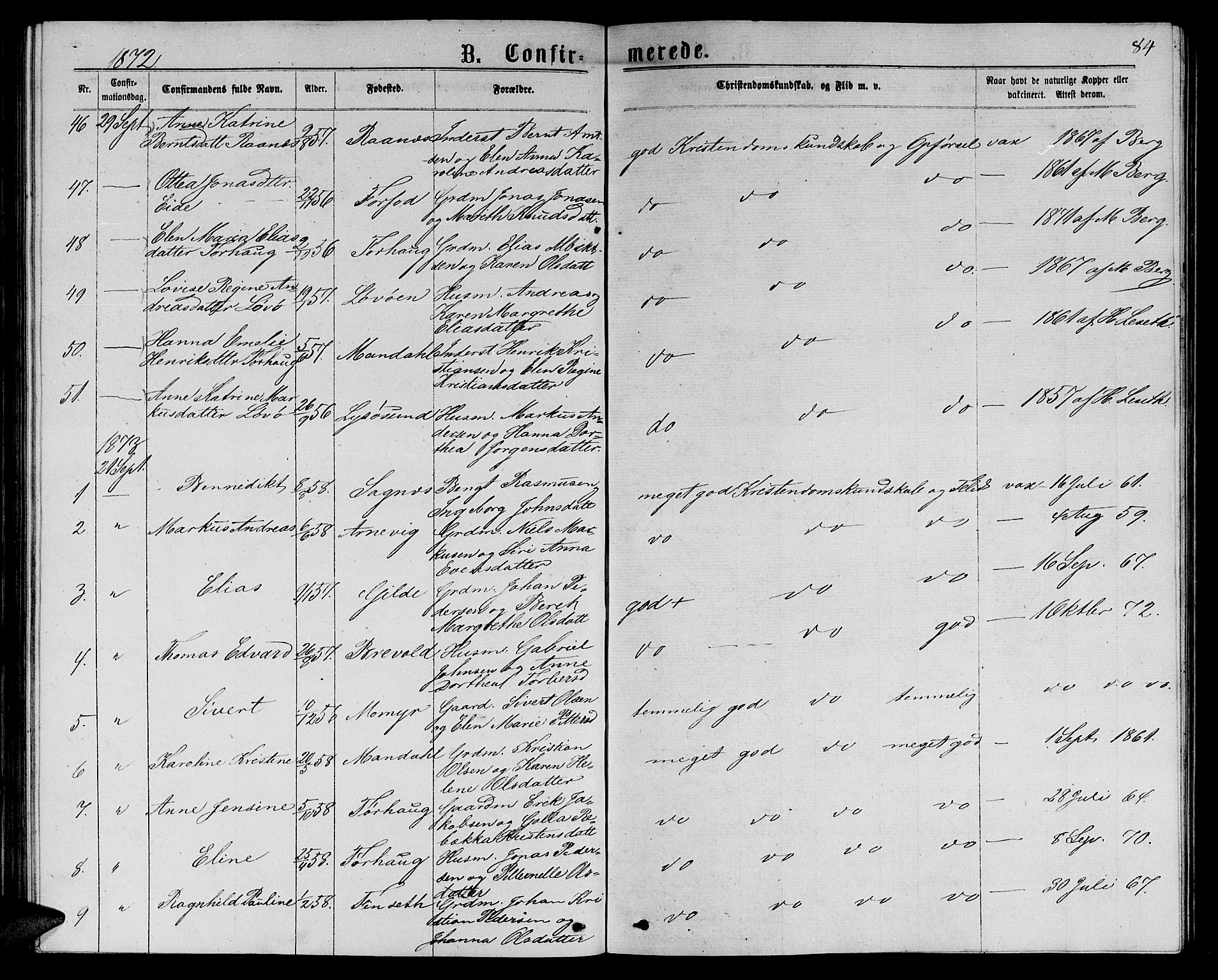 Ministerialprotokoller, klokkerbøker og fødselsregistre - Sør-Trøndelag, AV/SAT-A-1456/655/L0686: Parish register (copy) no. 655C02, 1866-1879, p. 84