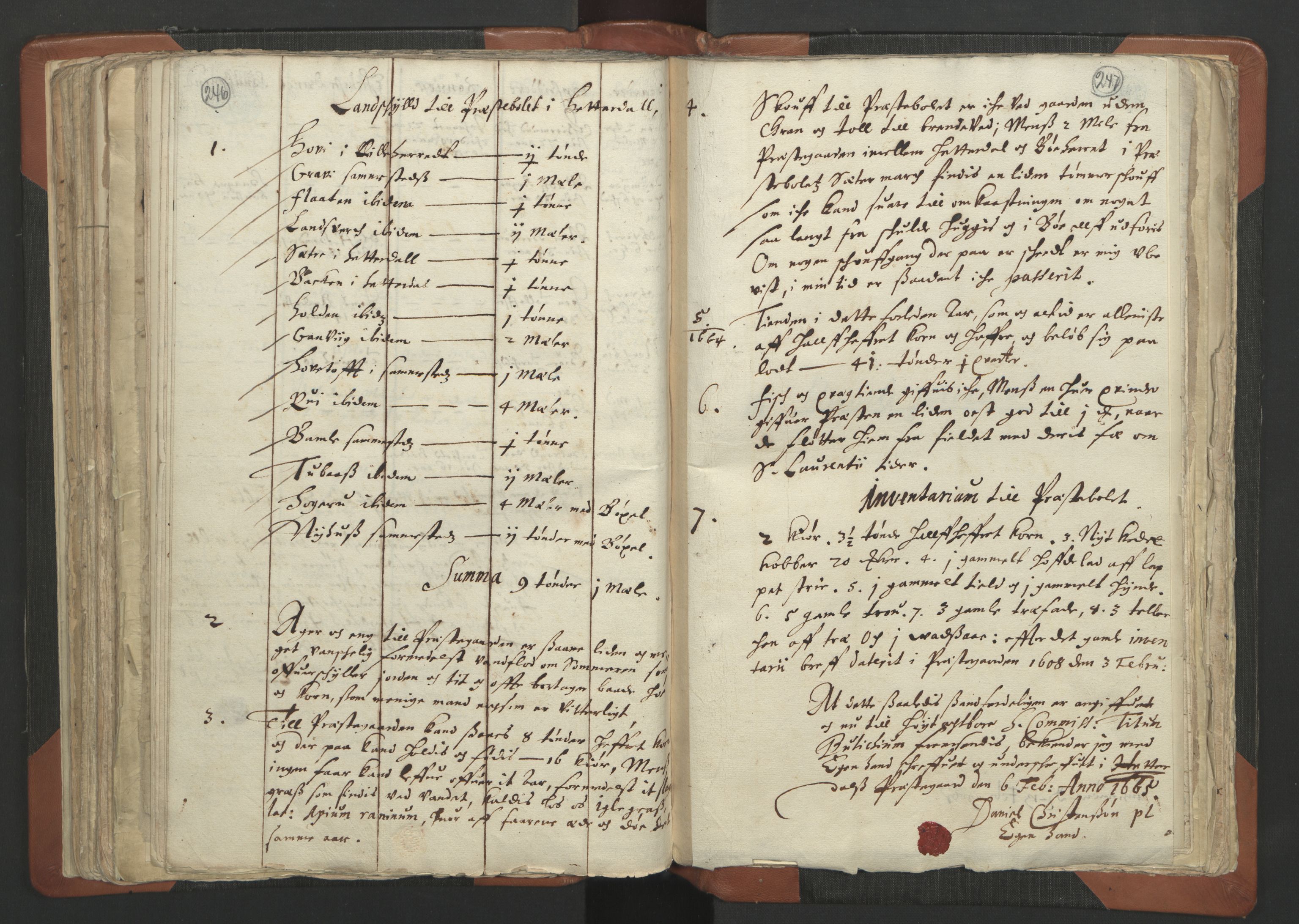 RA, Vicar's Census 1664-1666, no. 12: Øvre Telemark deanery, Nedre Telemark deanery and Bamble deanery, 1664-1666, p. 246-247